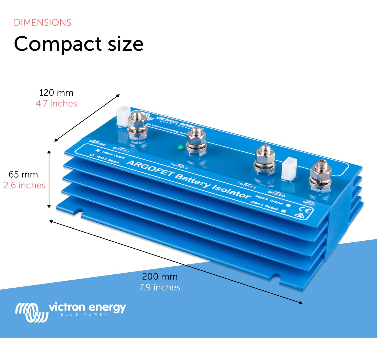 Victron Energy Argofet 100-3AC Battery Isolator - 100A 12V/24V for Marine, RV & Off-Grid Systems (3 Battery Banks) - Perfect for Boats, Campers & Solar Power Setups