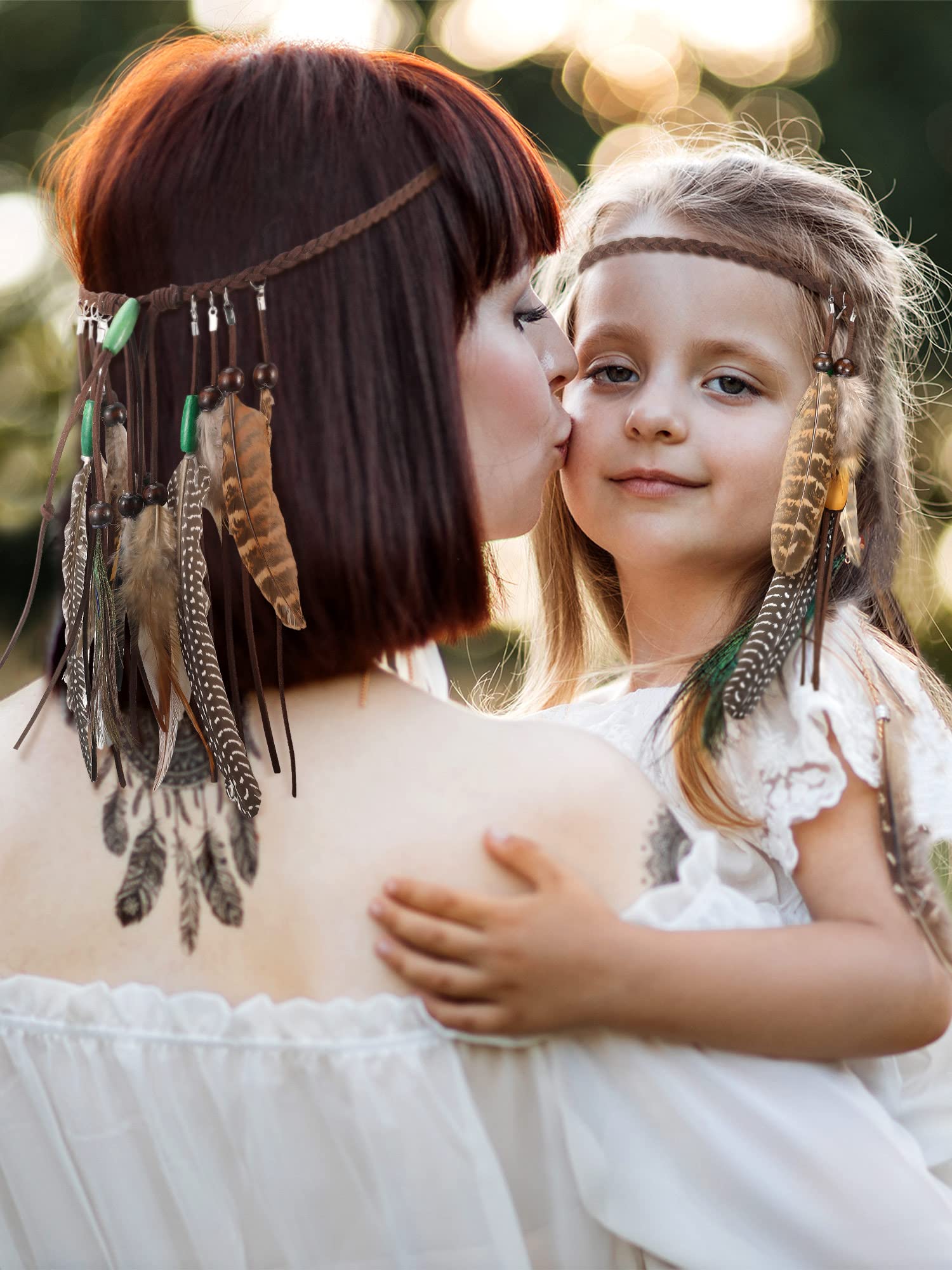 XunYee Feather Headband for Women - Bohemian Indian Hair Accessories for Costume, Festival, Music Concert & Hippie Party Outfit