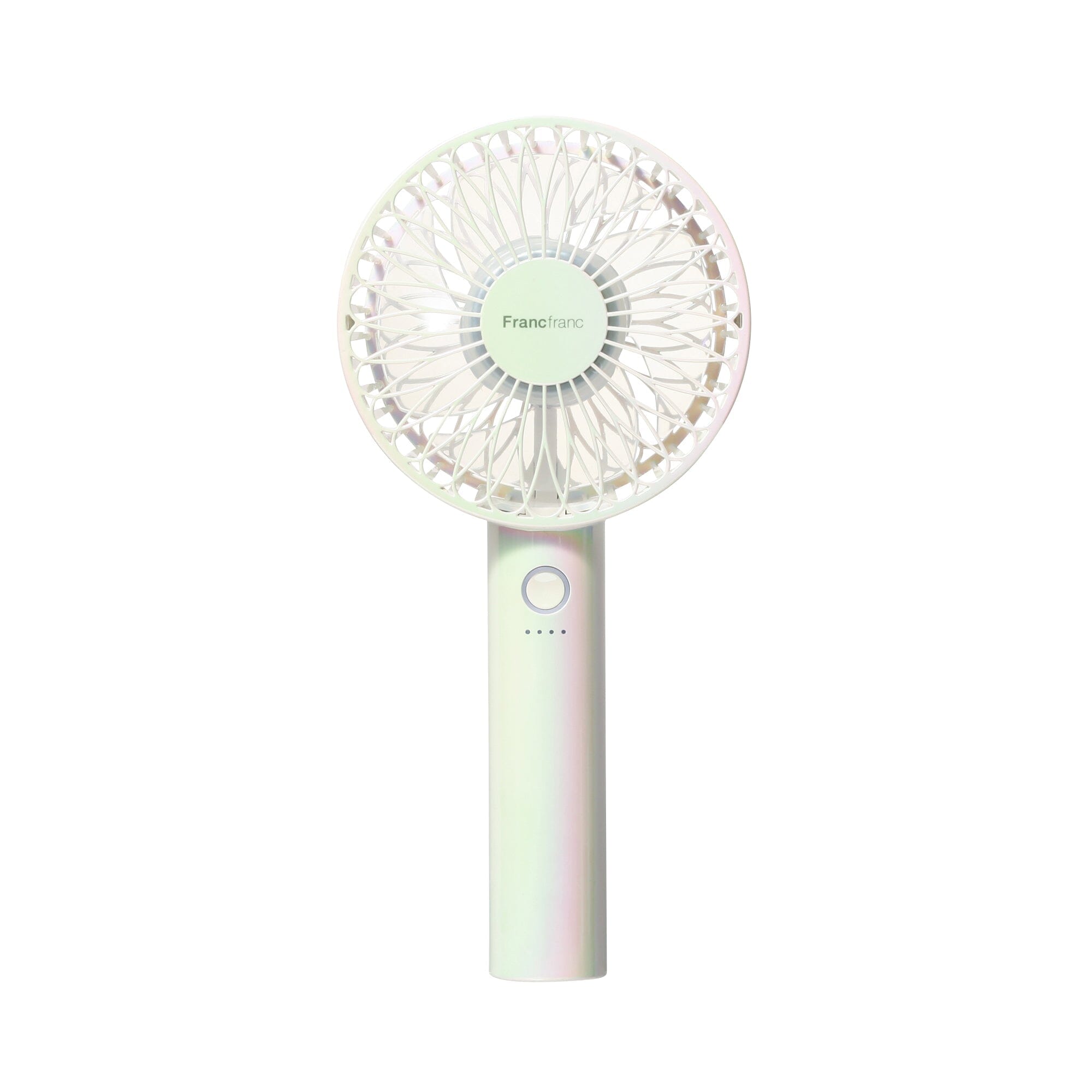 FRAIS Portable Handheld Fan with LED Aurora Light - Mini USB Rechargeable Personal Fan for Travel, Office, Outdoor, and Home Use - White