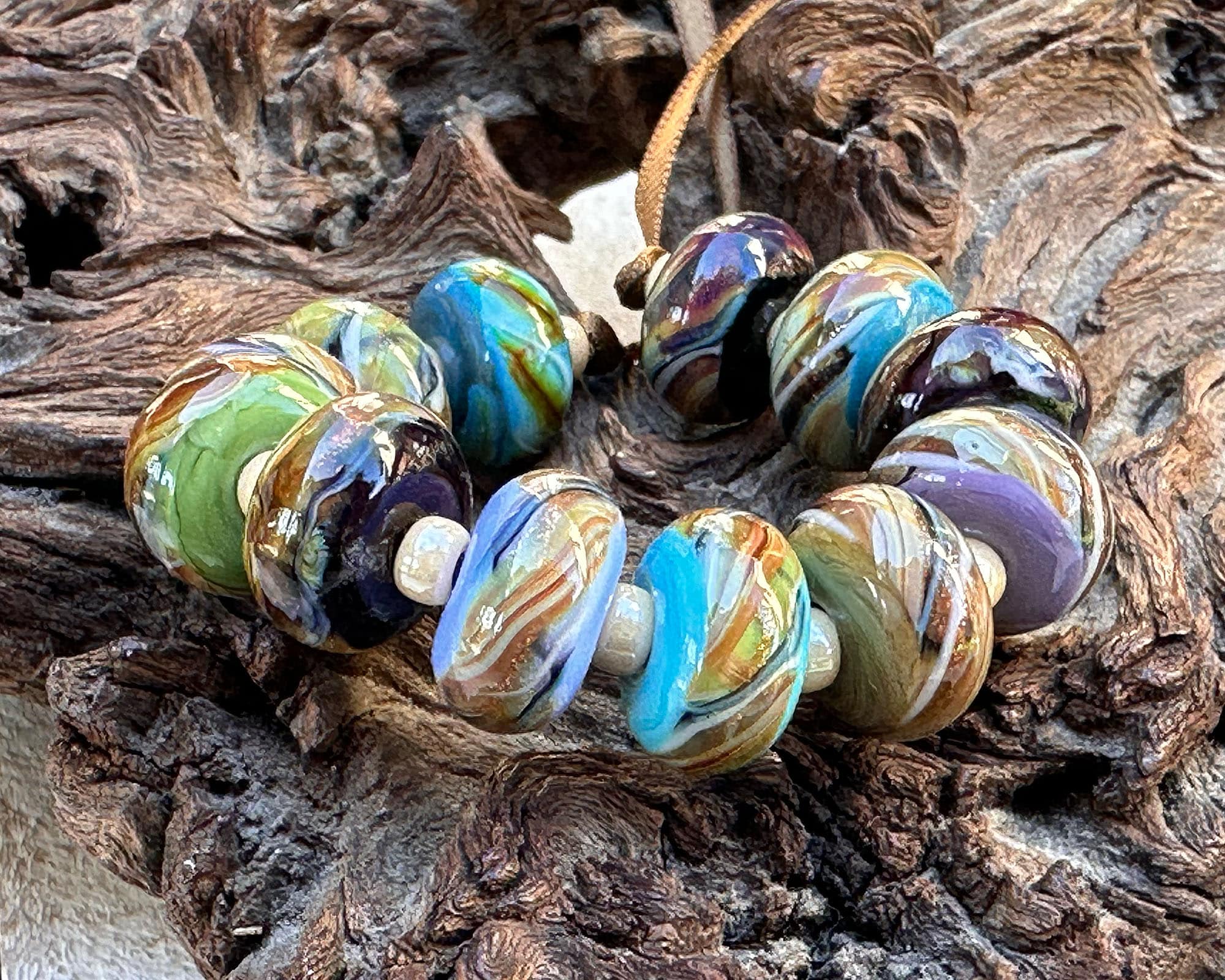 12-Piece Sparkling Organic Twist Lampwork Glass Beads Set for Jewelry Making - DIY Bracelets, Necklaces & Craft Projects (SRA Certified)