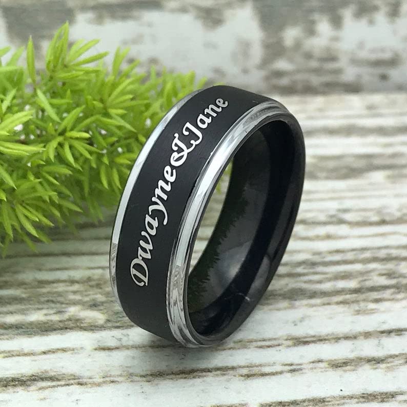 K & Co. 8mm/6mm Tungsten Wedding Bands for Couples - His & Hers Matching Rings Set, Personalized Engraved Anniversary Rings TCR516 - Perfect for Weddings, Engagements & Romantic Gifts