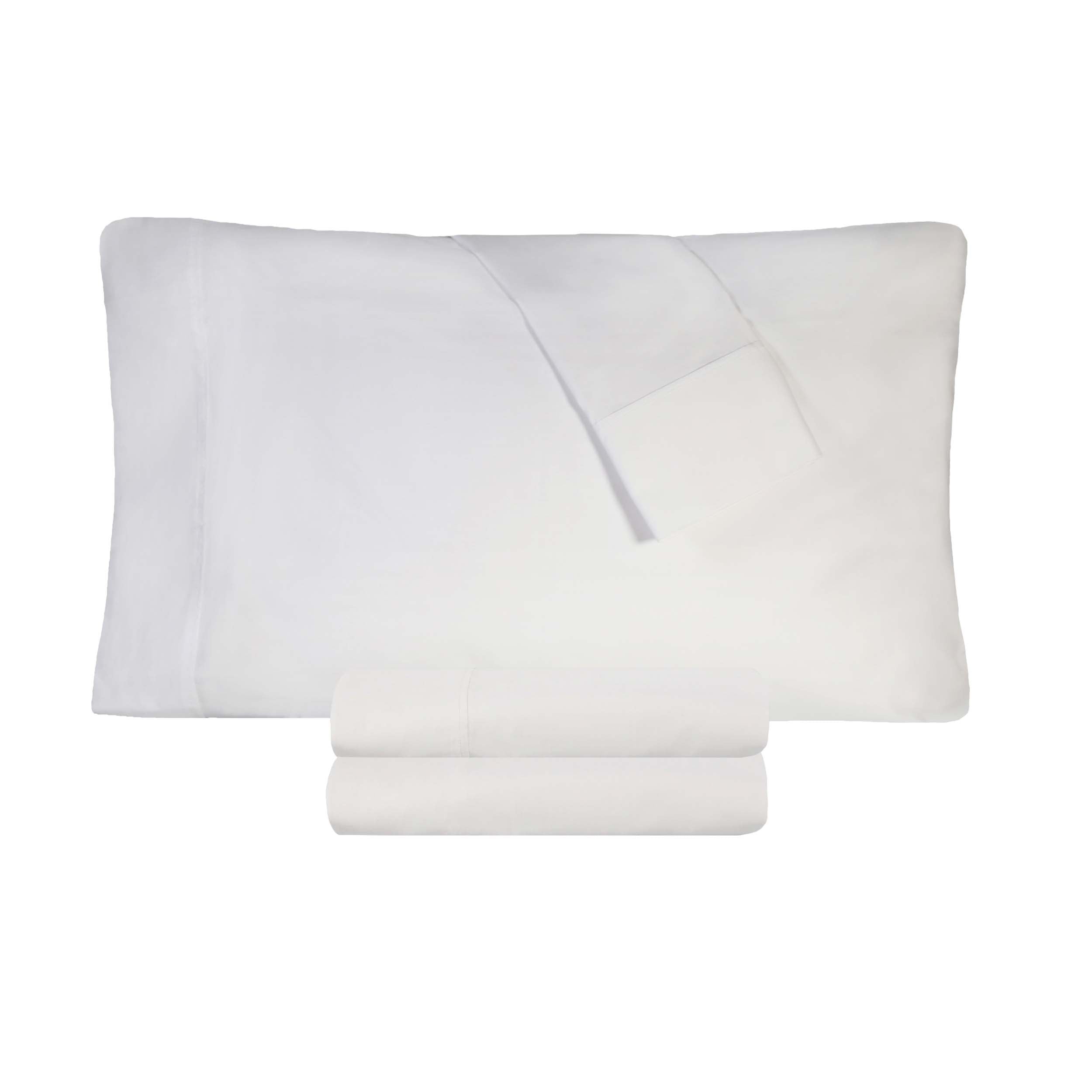 300 Thread Count Cotton Percale Solid Deep Pocket Bed Sheet Set - Queen Size, Soft & Breathable Luxury Sheets for Comfortable Sleep - Perfect for Master Bedroom, Guest Room or Vacation Home