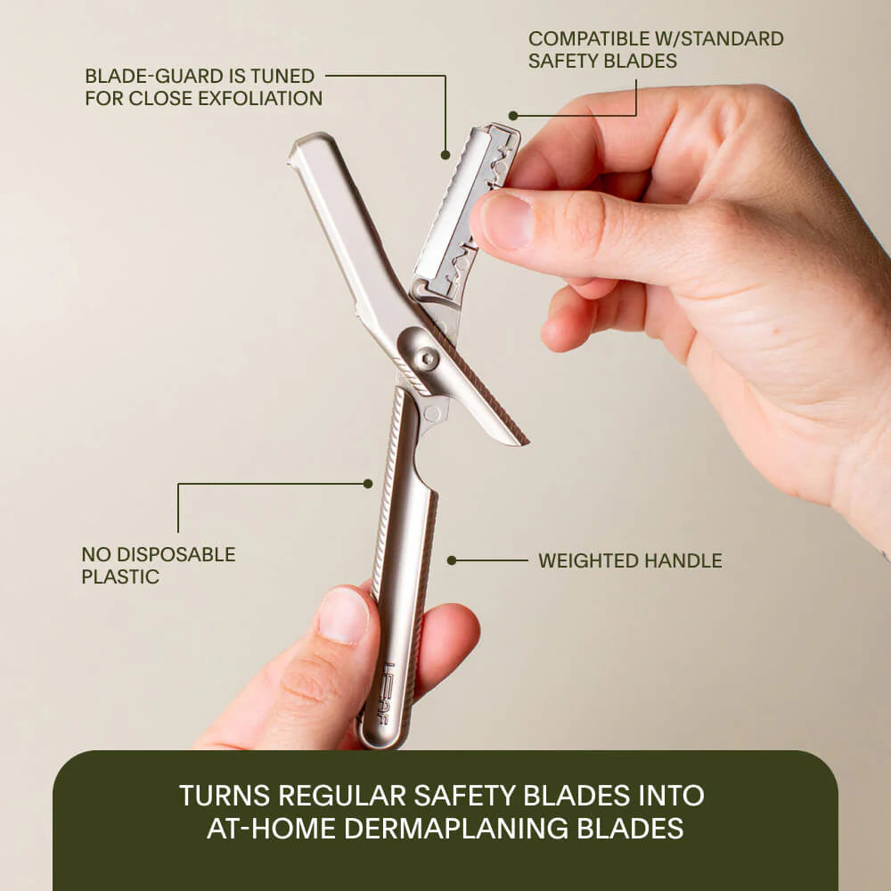 Leaf Shave Reusable Dermaplaner - Exfoliating Face Razor for Women & Men | Dermaplaning Tool for Peach Fuzz Removal & Smooth Skin | At-Home Facial & Makeup Prep Essential