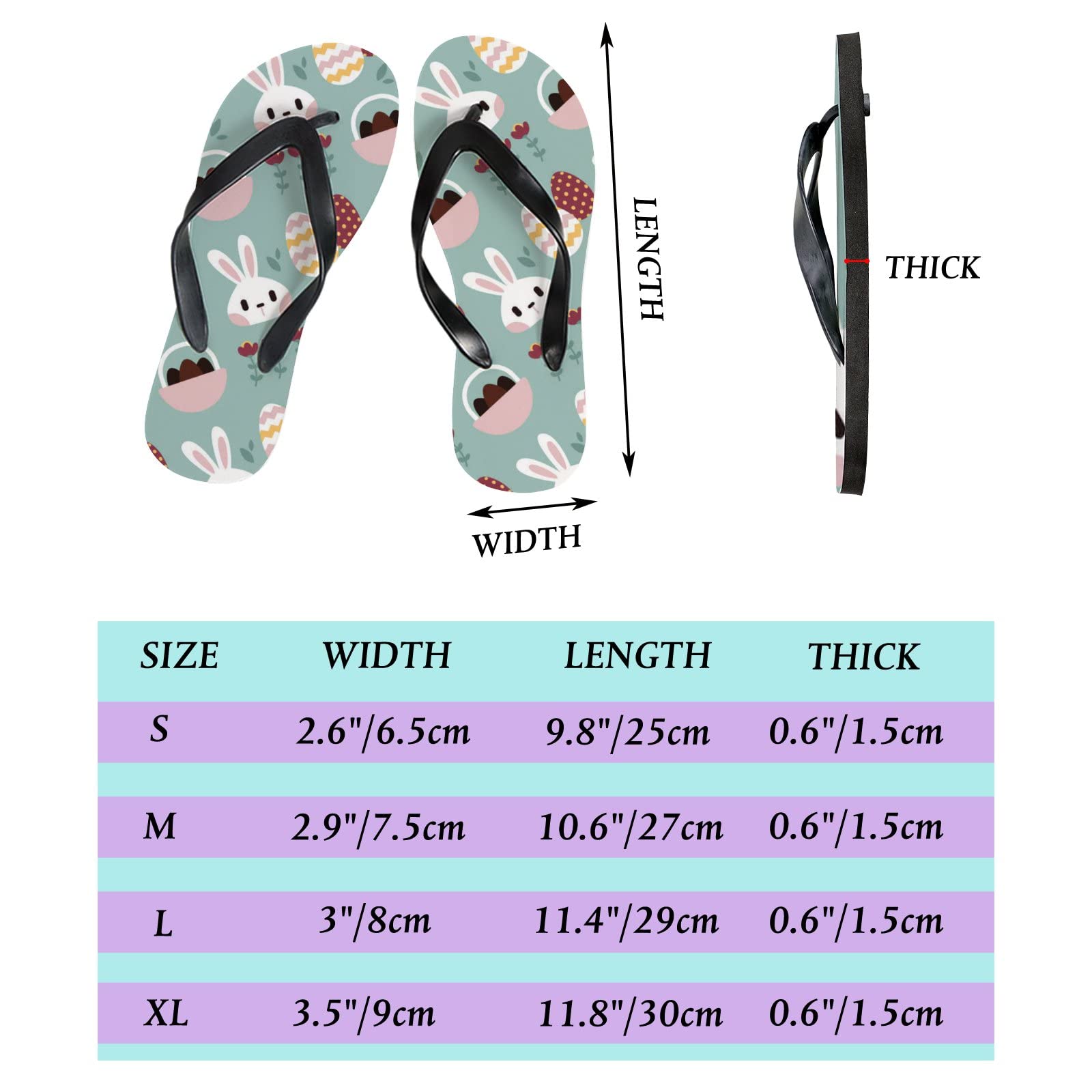 Happy Easter Flip Flops - Green Slide Sandals for Women & Men | Summer Beach Slippers, Casual Thong Sandals with Non-Slip Yoga Mat Sole | Perfect for Pool, Vacation, and Outdoor Activities