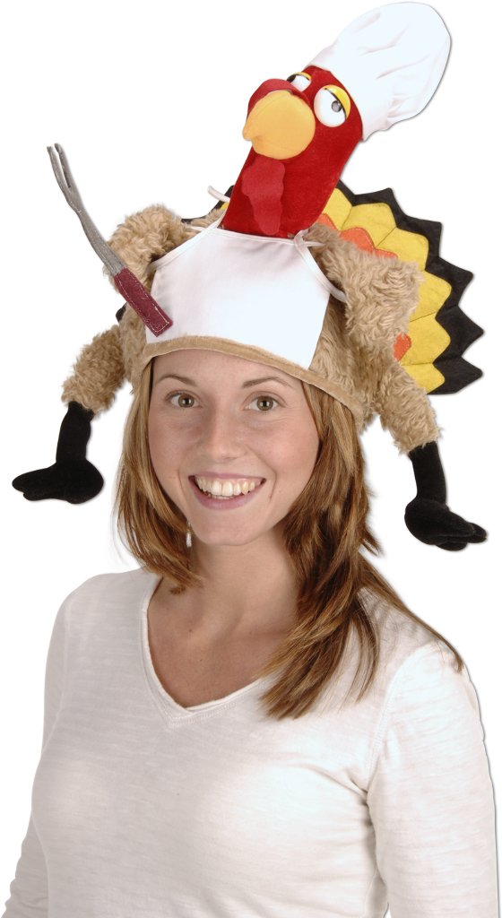 Beistle Plush Chef Turkey Hat - Fun Thanksgiving Costume Accessory for Parties, Cooking & Holiday Photos