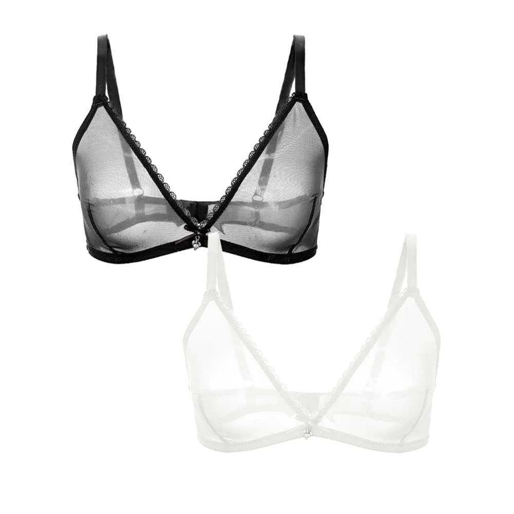 Sheer Mesh Transparent Wireless Bra for Women - Comfortable Unlined Underwear for Everyday Wear & Intimate Moments