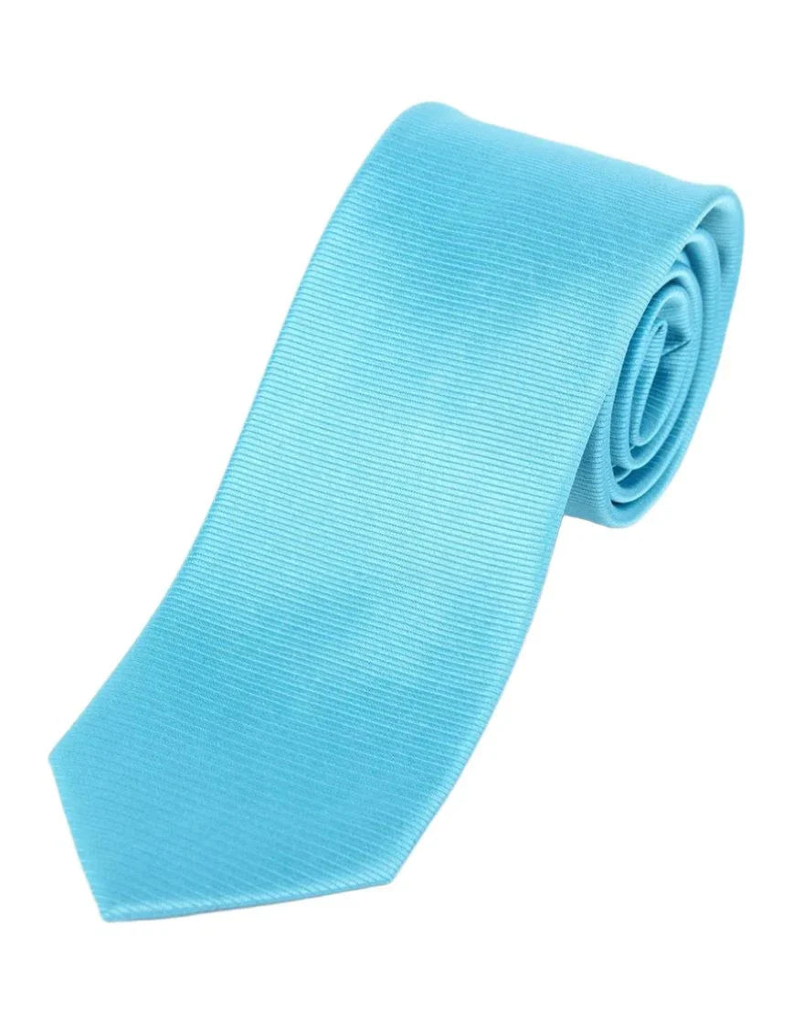 JA Ribbed Twill Silk Tie in Aqua Blue - Premium Men's Necktie for Business, Weddings & Formal Occasions
