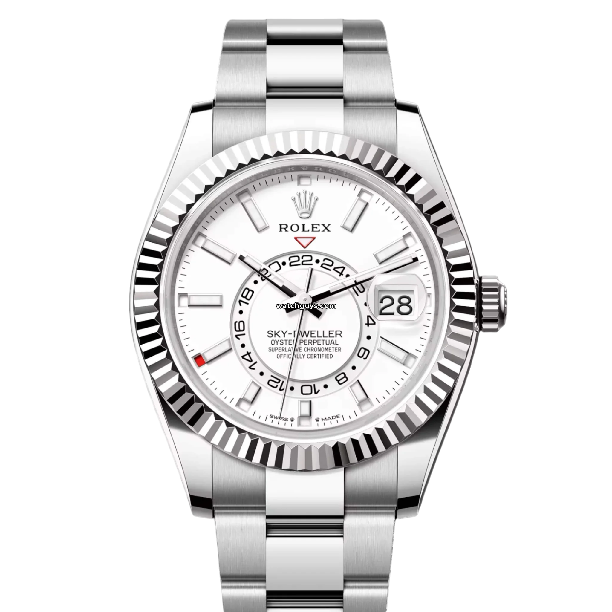 Rolex Sky-Dweller 326934 Stainless Steel Watch with White Dial & Oyster Bracelet - Perfect for Business, Travel & Luxury Events