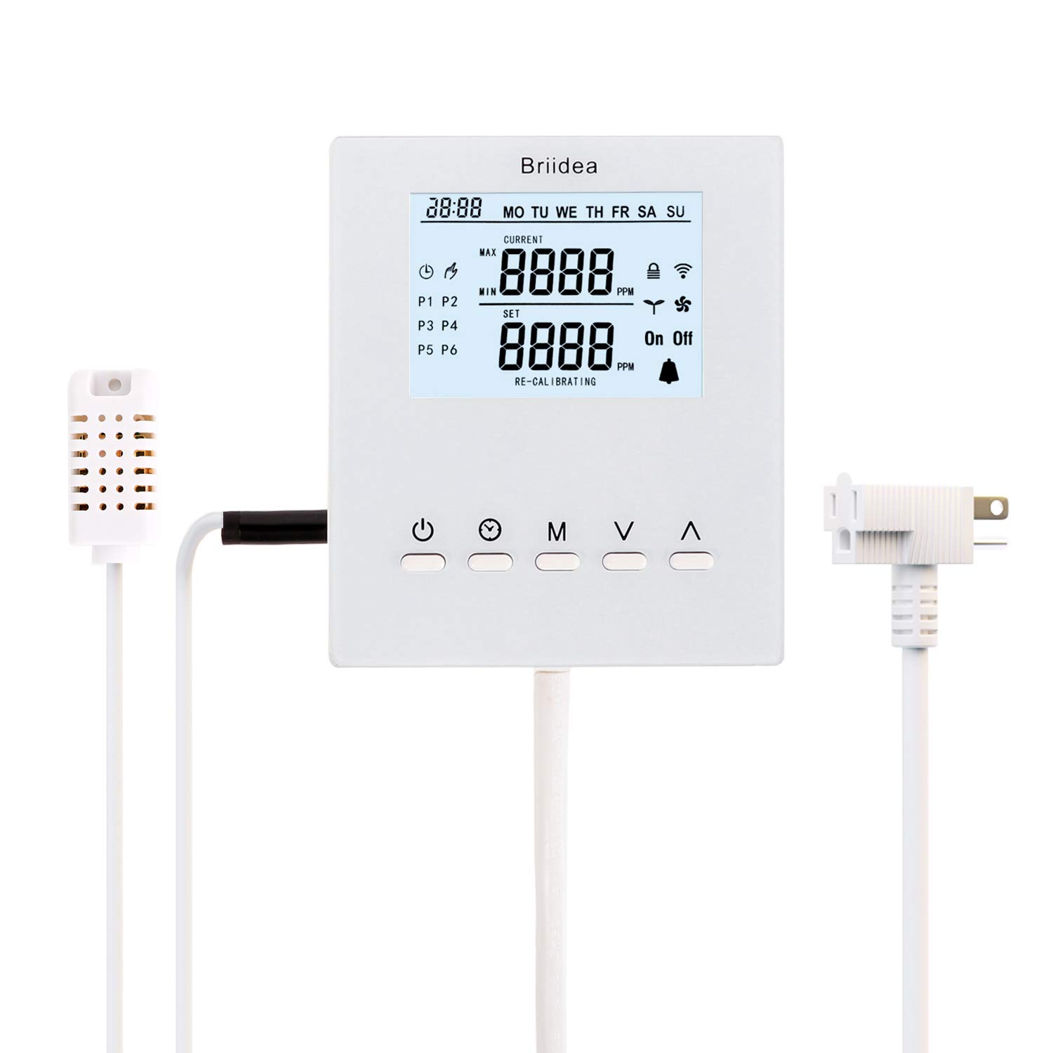Briidea Programmable CO2 Controller & Monitor with Remote Sensor - Day/Night Greenhouse CO2 Regulation for Indoor Plants, Hydroponics & Grow Tents