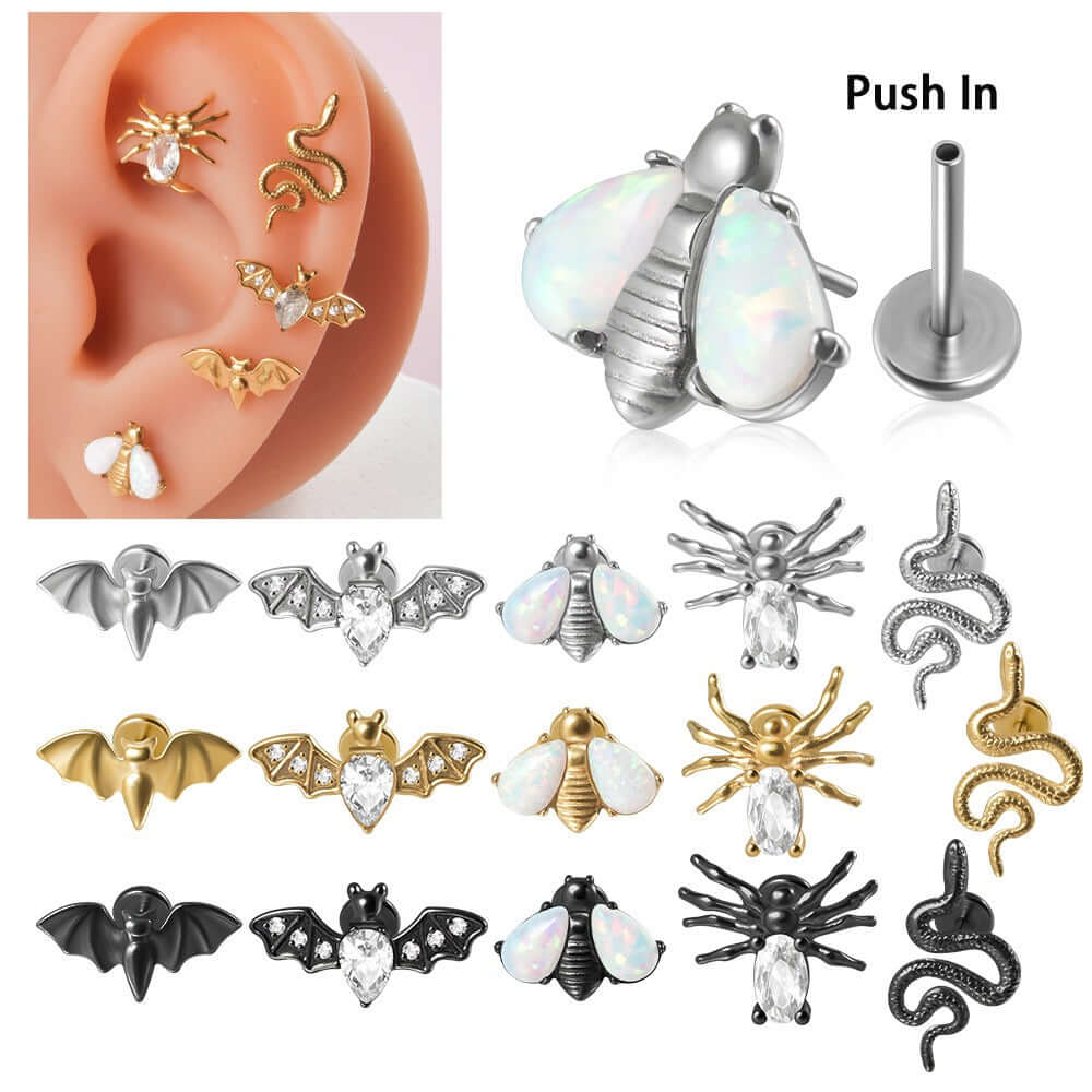 Bat & Spider Stud Earrings for Women | Gothic Halloween Jewelry | DL3011 | Perfect for Costume Parties & Gothic Fashion