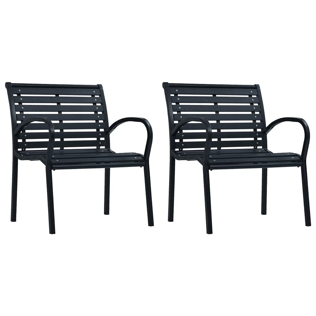 **2-Pack Weather-Resistant Black Steel & WPC Outdoor Garden Chairs – Durable Patio, Lawn & Gardening Supplies for Backyard, Poolside & Camping**