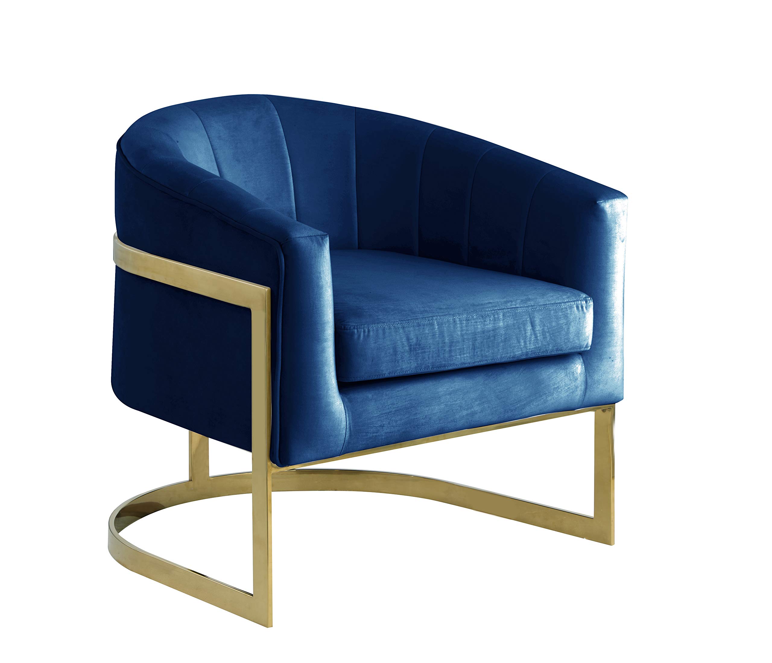 Best Master Furniture Holley Tufted Modern Glam Velvet Accent Chair - Navy Blue Upholstered Living Room Chair for Bedroom, Lounge & Home Decor