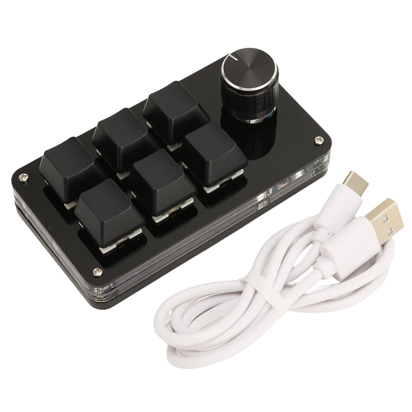 ANGGREK 6-Key Mini Programmable USB Keypad with Knob - DIY Mechanical Keyboard for OSU Gaming & Office Work - Compact Macro Pad for PC, Laptop, Mac Accessories