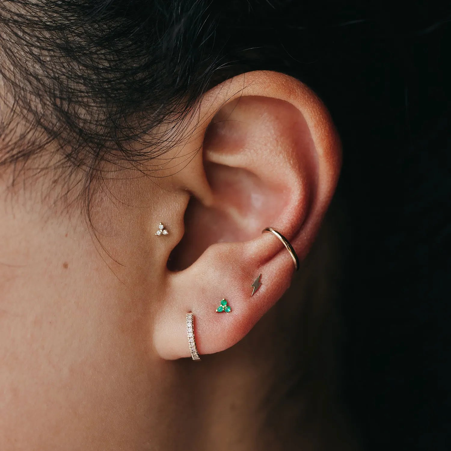 14K Yellow Gold Emerald Earrings with Abacus Tripod Design | Elegant Dangle Earrings for Women | Perfect for Weddings, Parties & Special Occasions
