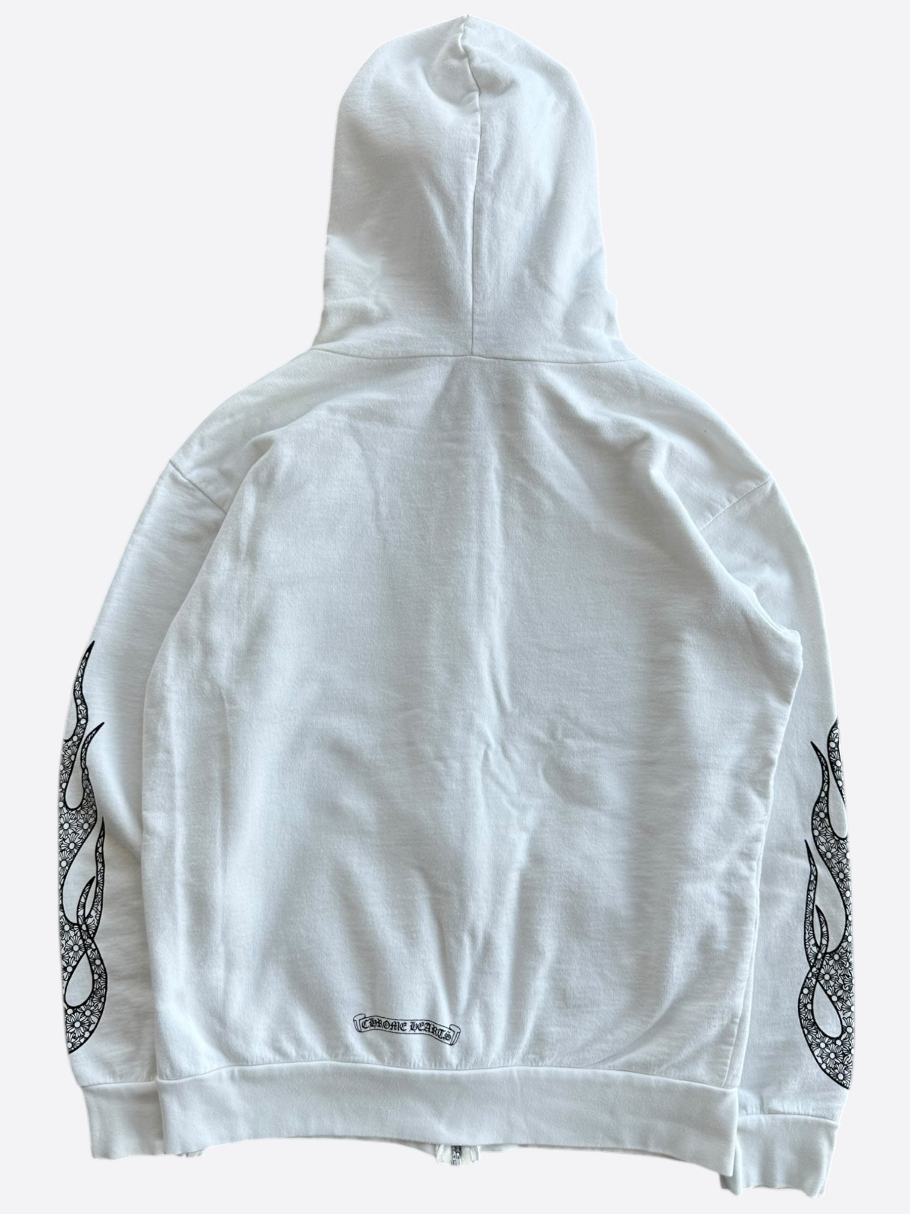 Chrome Hearts White & Black Flame Logo Zip Up Hoodie - Stylish Streetwear for Men & Women | Perfect for Casual Outfits, Urban Fashion & Everyday Wear