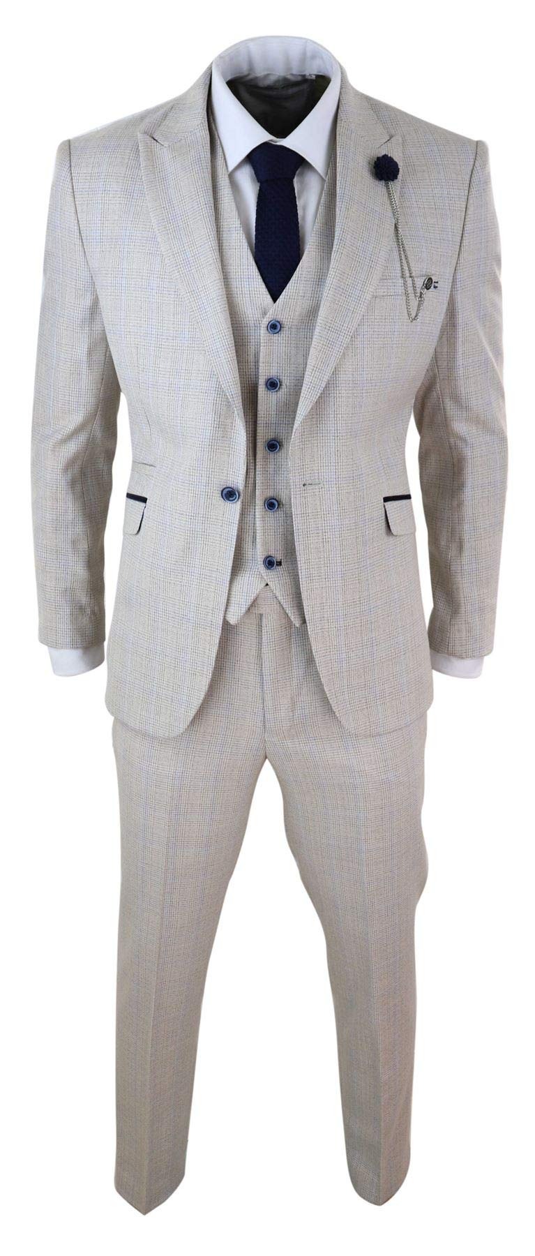 Men's 3-Piece Tweed Suit in Cream & Black - Slim Fit Wedding Suit | Perfect for Formal Events, Business Meetings & Special Occasions