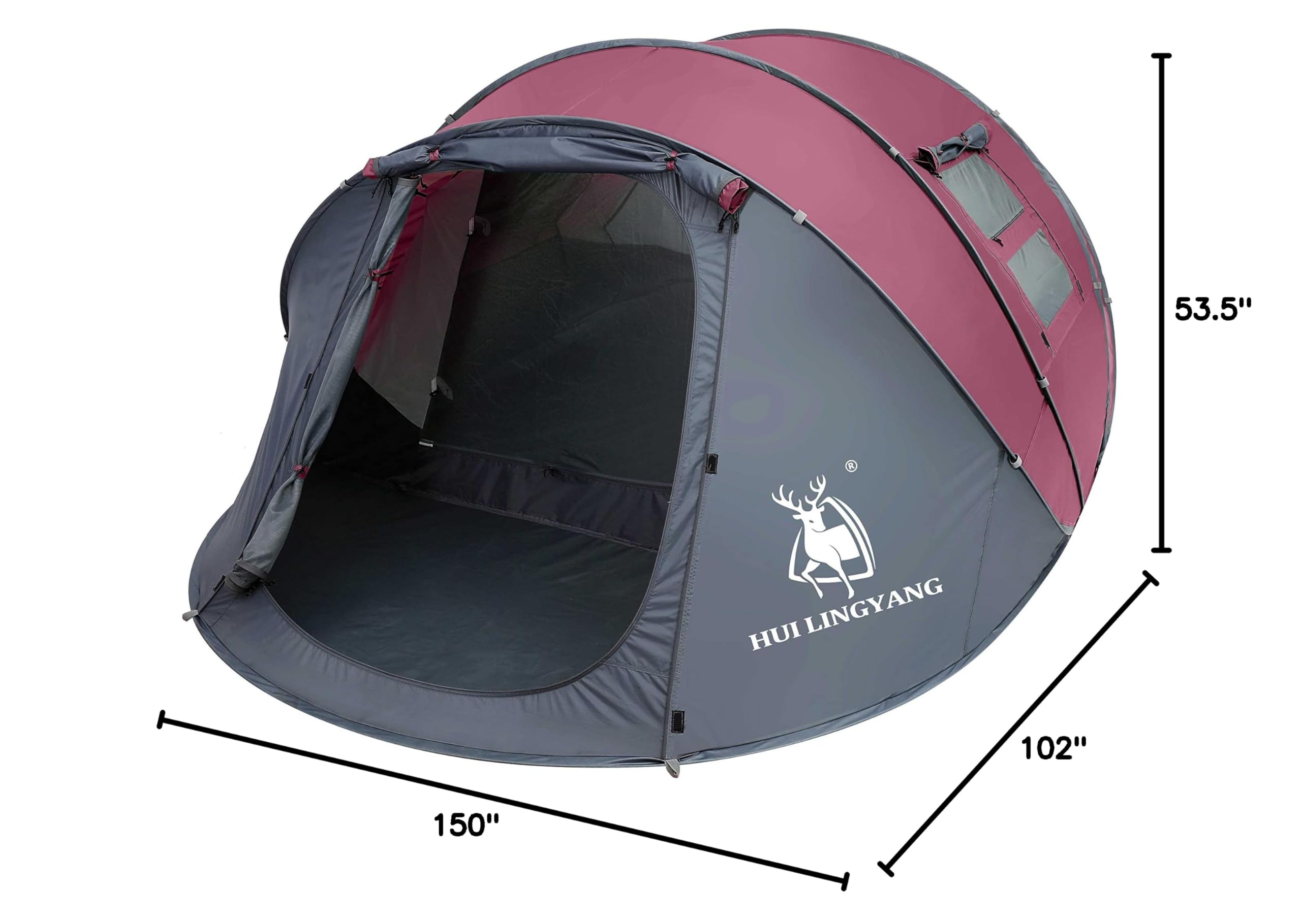 6-Person Instant Pop Up Tent - 12.5’x8.5’x53.5