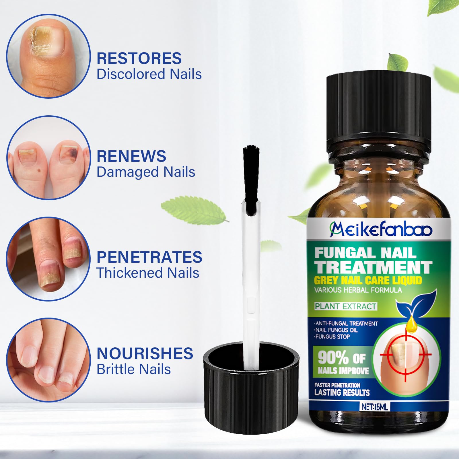 Tea Tree Oil Nail Repair Solution - Strengthen & Restore Discolored, Damaged Nails - Natural Plant-Based Treatment for Healthy Nail Care - Perfect for Salon, Home Use & Travel (1PC)