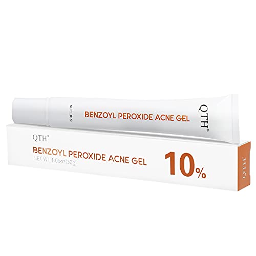 QTH 10% Benzoyl Peroxide Acne Treatment Gel - Fast Acting Spot Treatment for Face, Back & Body Acne - 1.06 oz for Home Use | Perfect for Teen & Adult Acne Care, Post-Workout Breakouts & Daily Skincare Routine