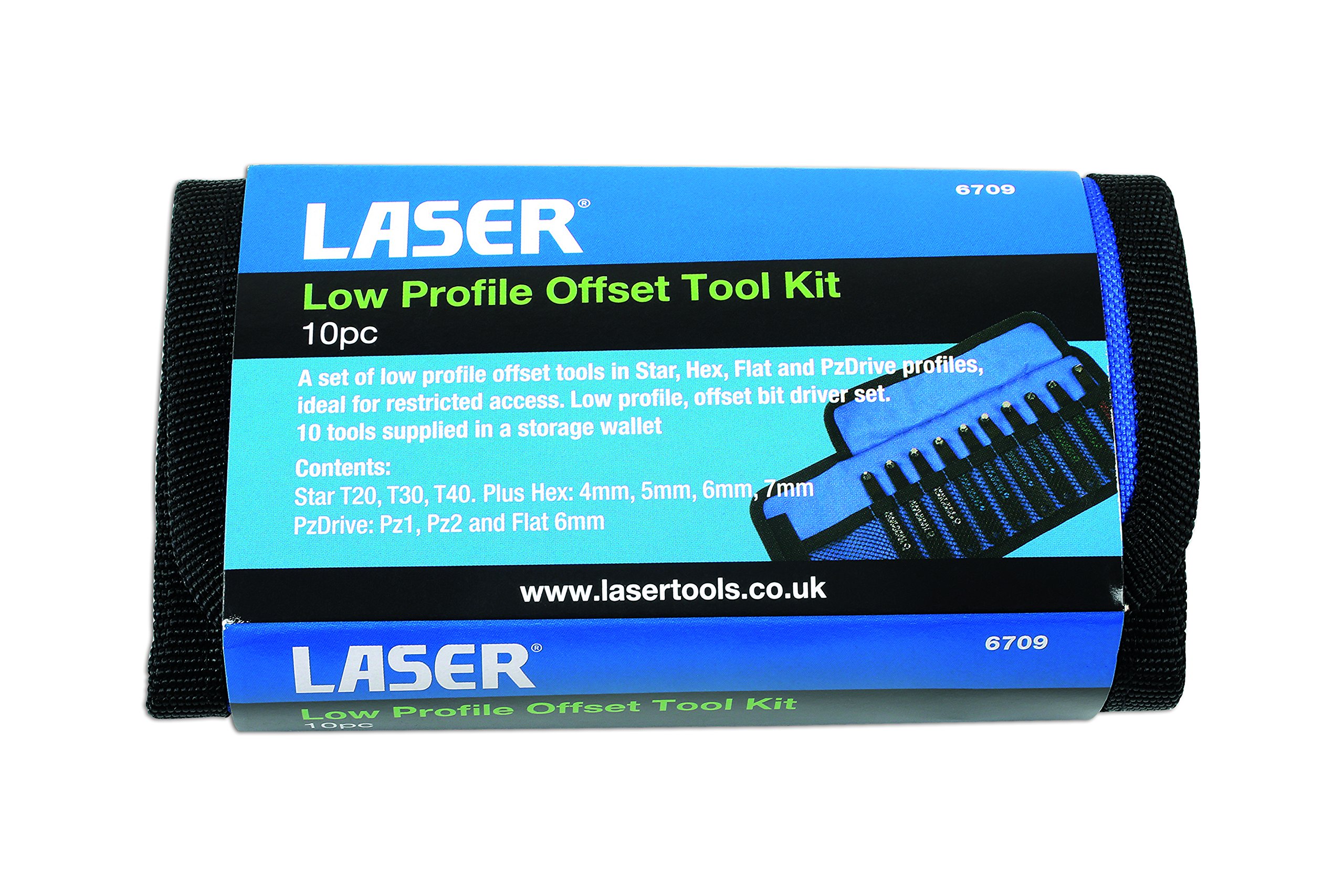 Laser 6709 Low Profile Offset Tool Kit - 10 Piece Silver Wrench Set for Tight Spaces | Automotive Repair & DIY Projects