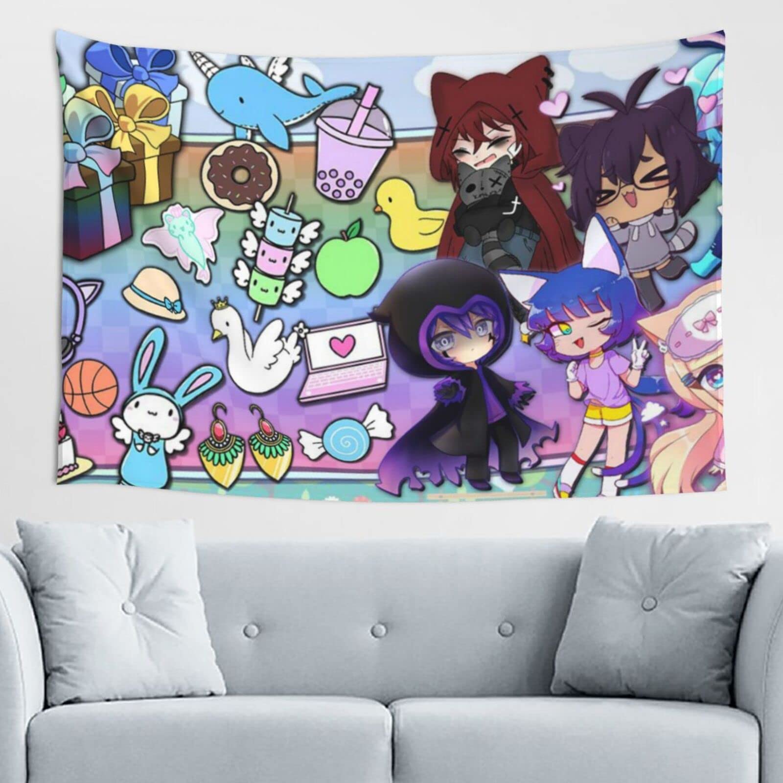Gacha Life Tapestry Wall Hanging - 60x40 Inch Anime Wall Art Decor for Bedroom, Living Room, Dorm | Aesthetic Poster, Backdrop Blanket for Parties & Home Decoration | Perfect for Anime Fans & Room Makeover