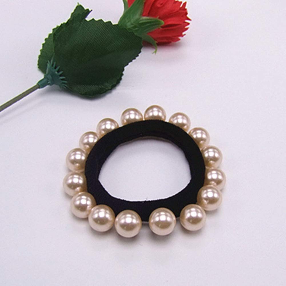 10PCS Women's Polychromatic Pearl Hair Ties - Stretch Ponytail Bands for Girls