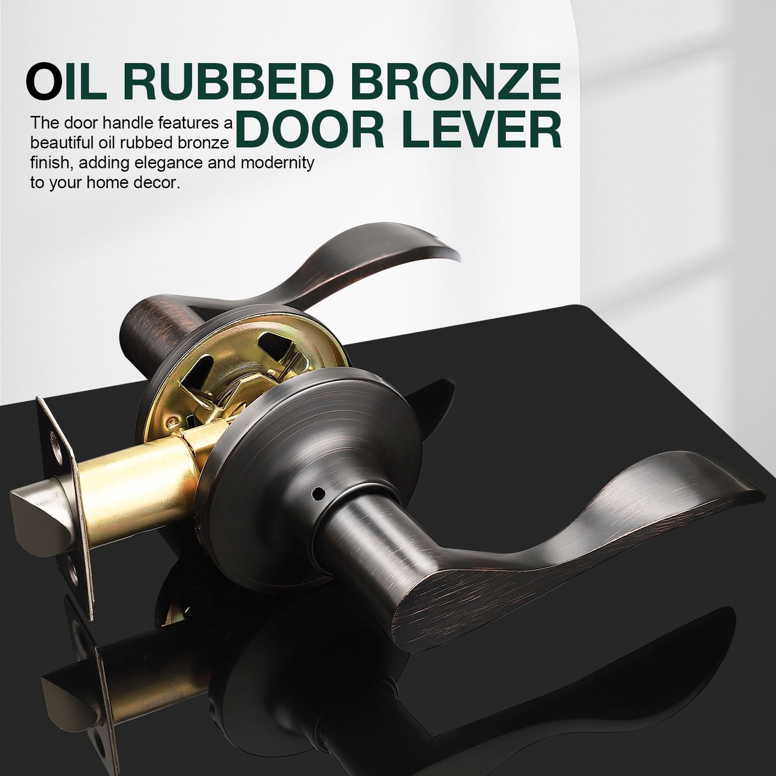 Gobekor 6-Pack Oil Rubbed Bronze Interior Door Handles with Lock - Passage & Closet Door Levers for Bedroom, Bathroom & Hallway - Smooth Operation & Secure Privacy