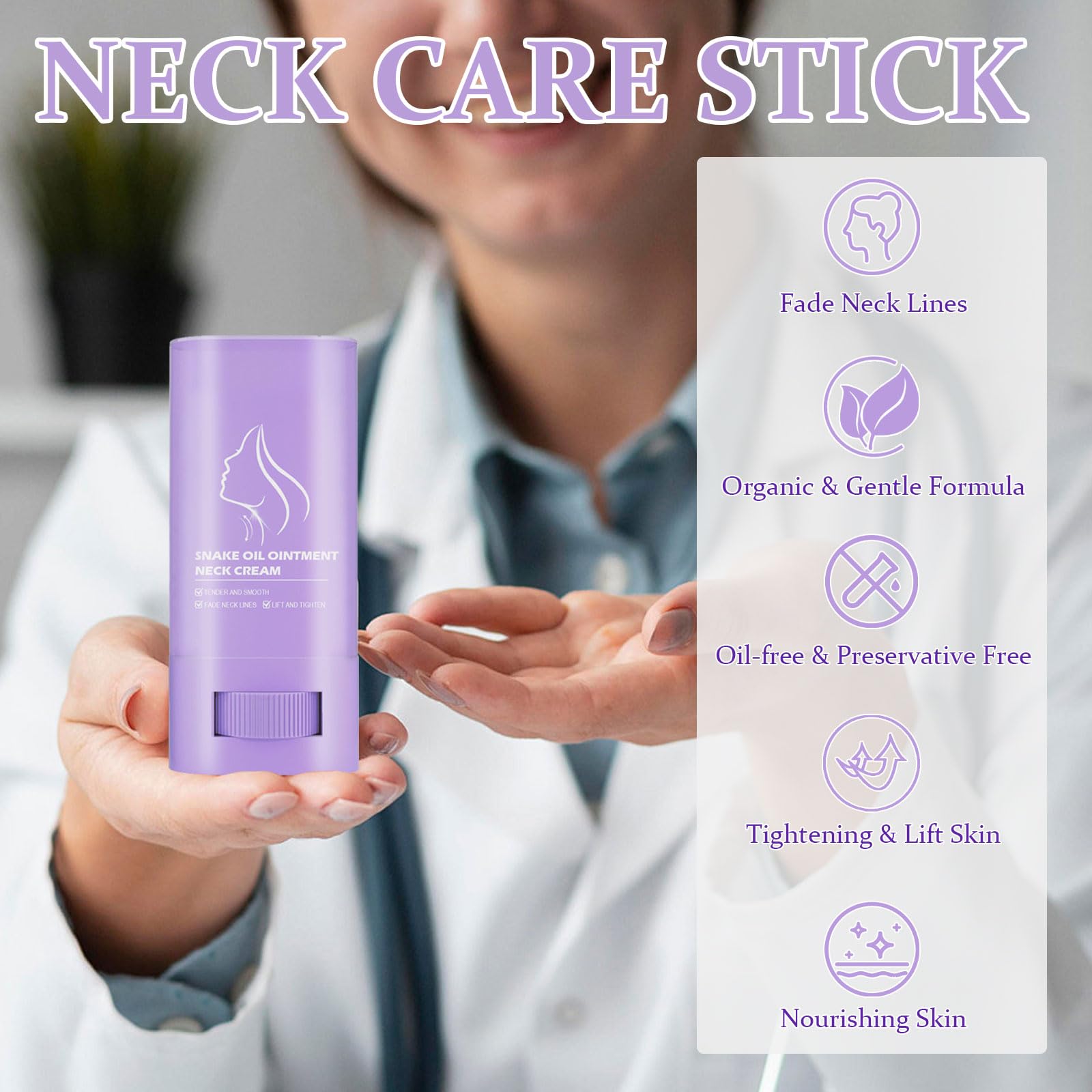 Samuwak Neck Firming Stick - Tighten & Lift with Snake Oil & Jojoba - for Sagging Skin Care - 2PCS - Perfect for Daily Anti-Aging Routine