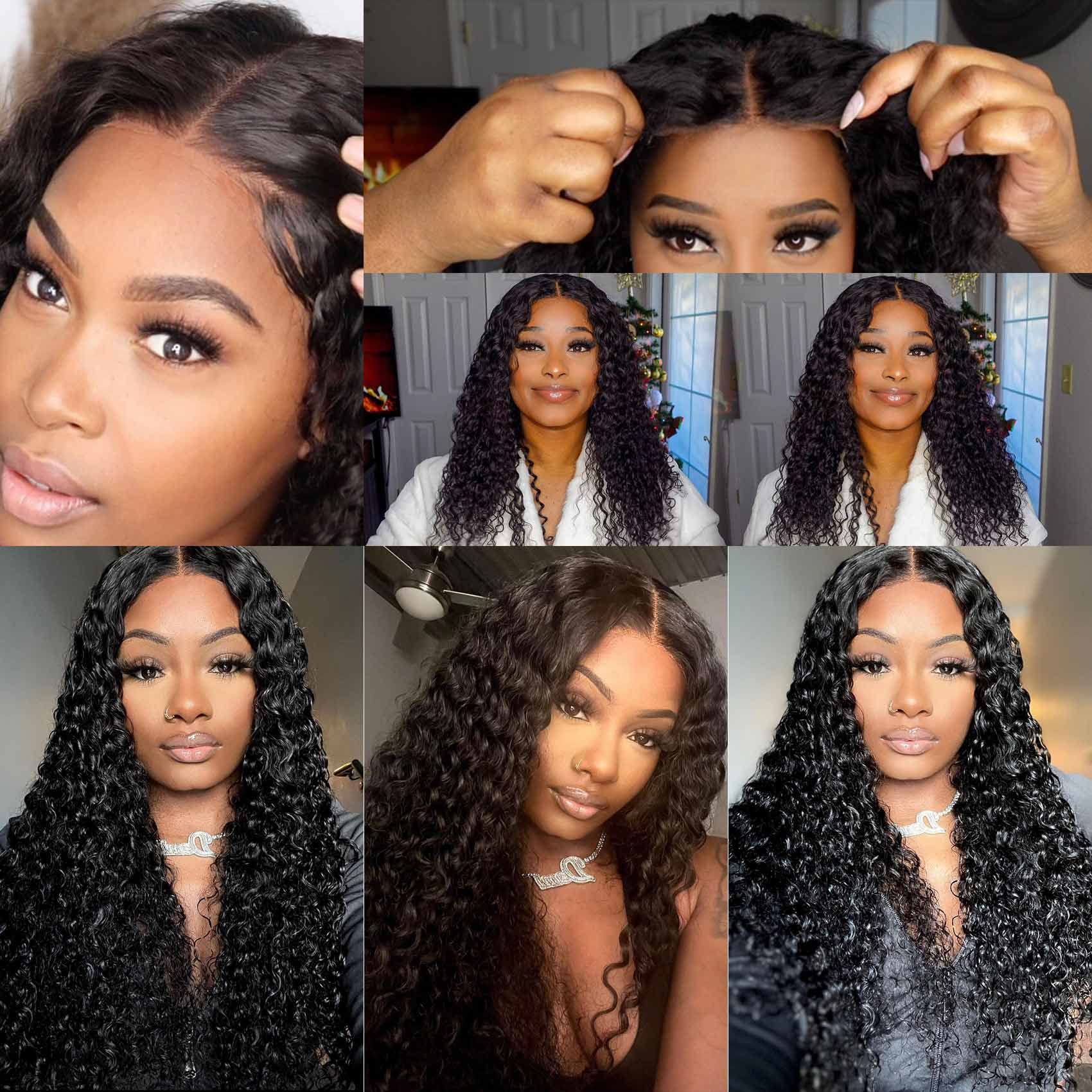 Domiso 26 Inch Glueless Lace Front Wig - 100% Human Hair Deep Wave Wig with Pre Plucked & Pre Cut Lace for Black Women | No Glue Needed | Perfect for Daily Wear, Parties & Special Occasions