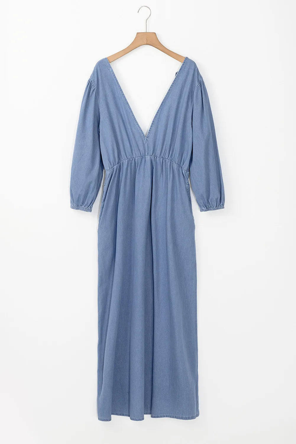 Women's Denim Maxi Dress with Long Sleeves - Casual & Elegant Midi Dress for Spring Summer Fall - Perfect for Date Night, Beach Vacation, and Everyday Wear