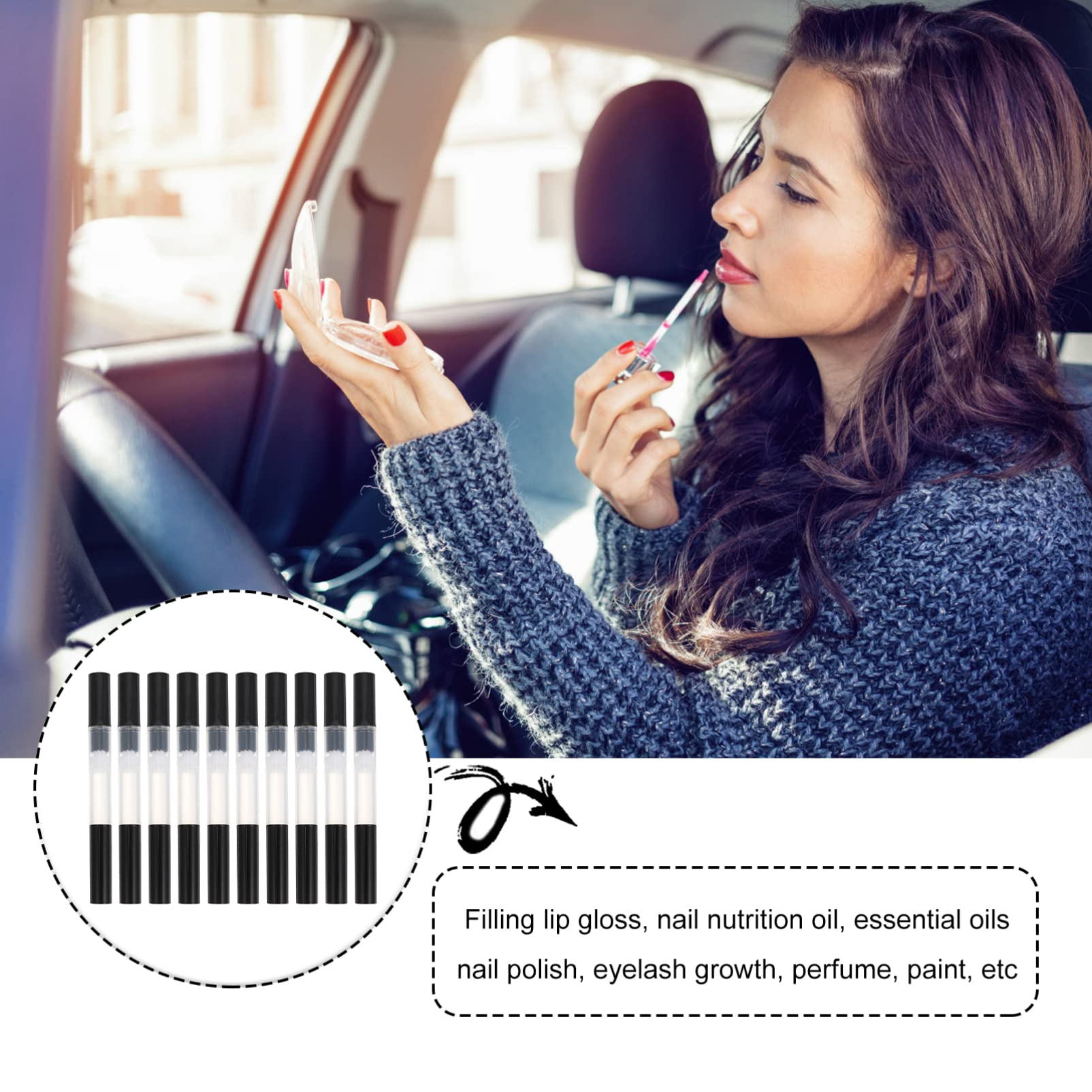 FOMIYES 10pcs Transparent Nail Polish Twist Pens - Empty Cuticle Oil & Lipstick Brush Set for Manicure, DIY Nail Art, Makeup Application | Perfect for Salon Professionals & Home Beauty Care