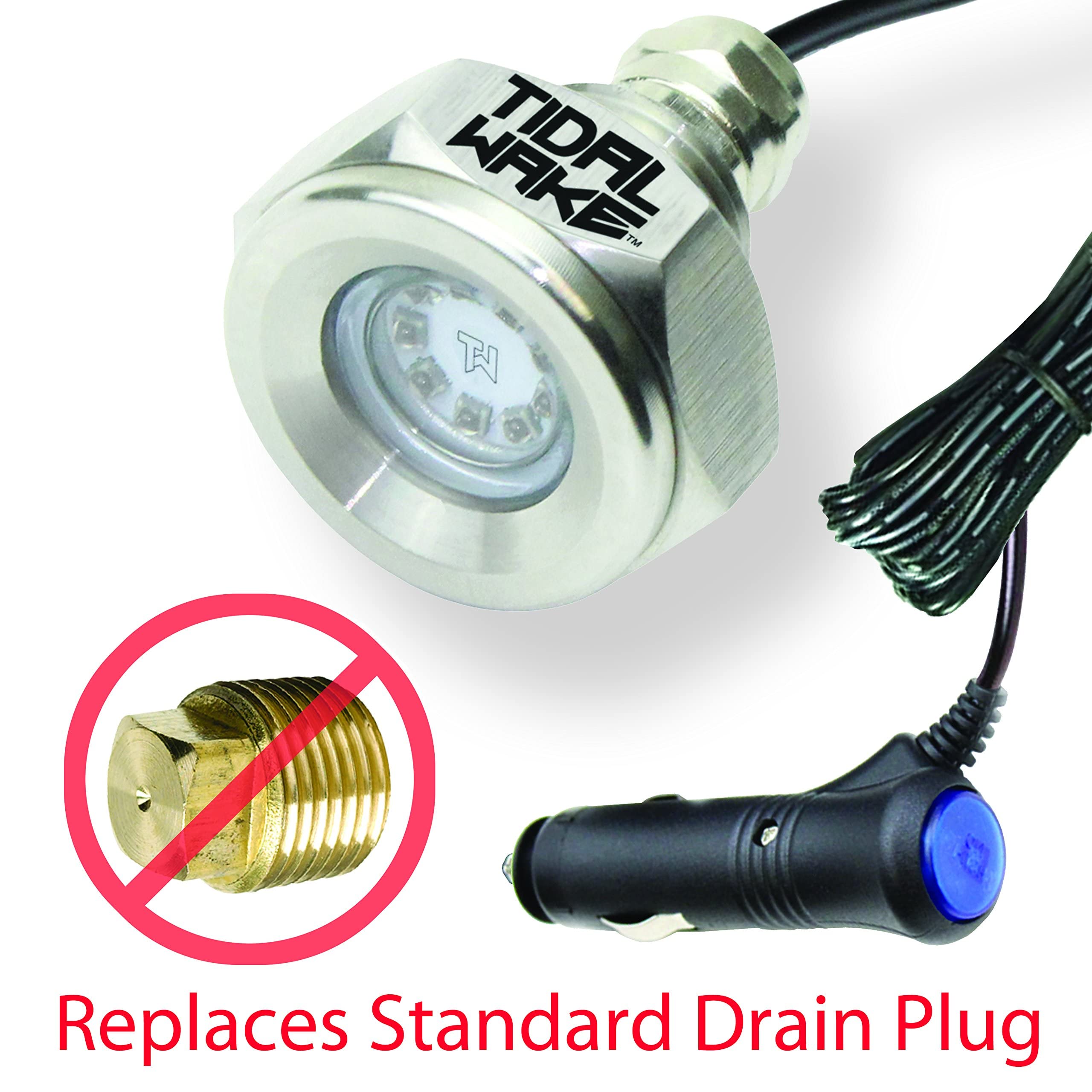 Tidal Wake Plug N' Play Underwater LED Boat Drain Plug Light – No Wiring Required, No Drilling, Ultra-Bright Marine Lighting | Perfect for Night Boating, Fishing, and Water Sports | 3-Year Warranty