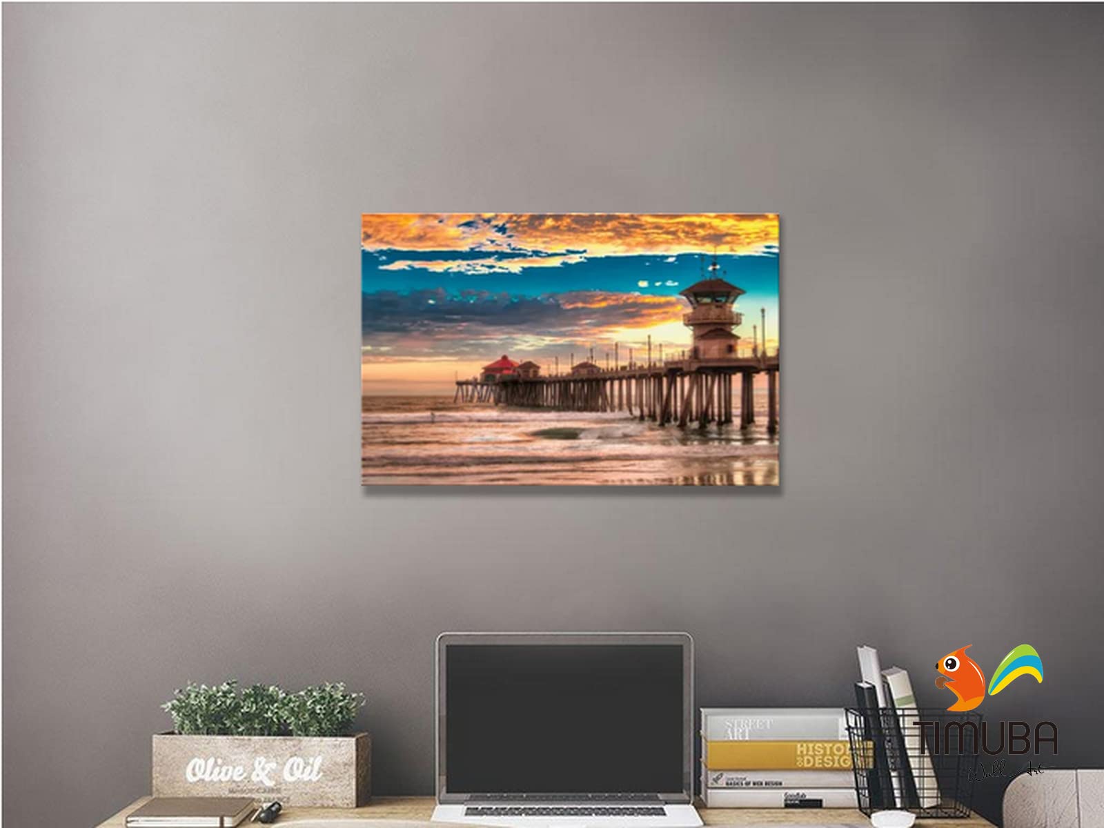 Beach Wall Art Decor - Coastal Sunset Canvas Print for Bathroom & Living Room - 32x48 Inches - Perfect for Beach Themed Home Decor & Coastal Interior Design