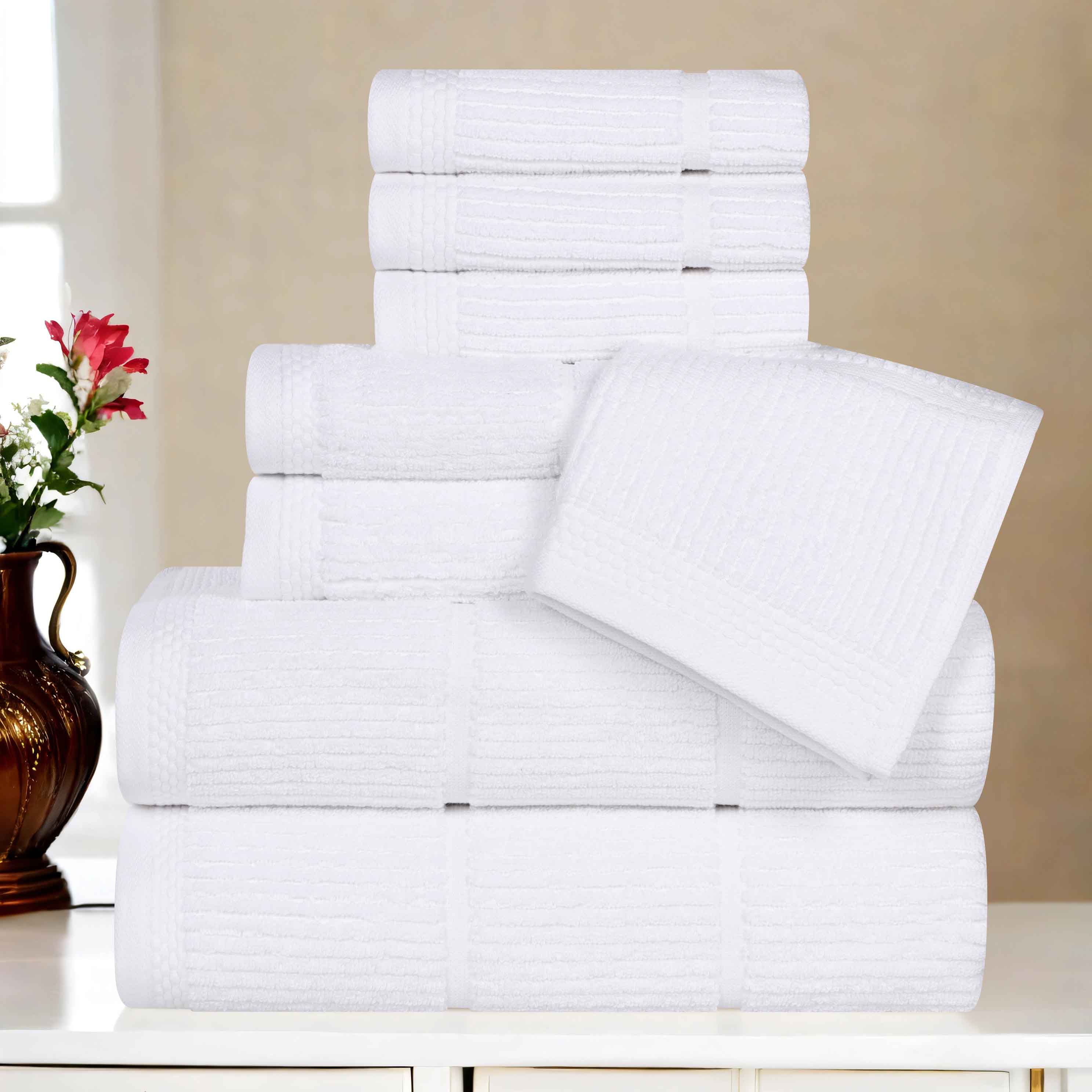 Milo Smart Twist Cotton 8-Piece Towel Set - Soft, Absorbent & Durable Bath Towels for Home, Gym, Spa & Travel - Ribbed Design for Enhanced Comfort