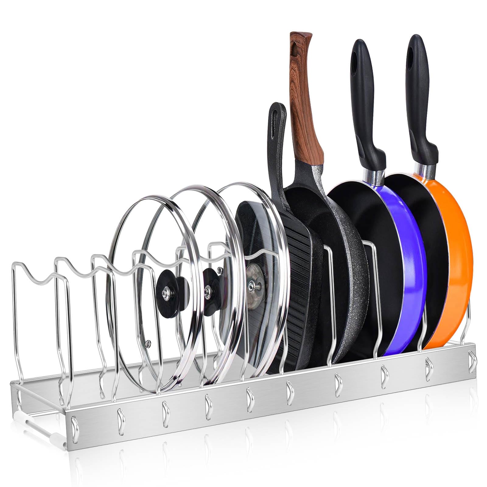 Adjustable and Detachable Kitchen Cabinet Organizer - Pots and Pans Storage Rack for Cutting Boards & Cooking Utensils (1 Pack) - Perfect for Small Space Kitchen Organization and Clutter-Free Cooking