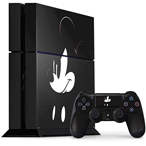 Official Disney Mickey Mouse Black & White Gaming Skin Decal for PS4 Console & Controller Bundle - Custom Protective Cover for Enhanced Gaming Experience
