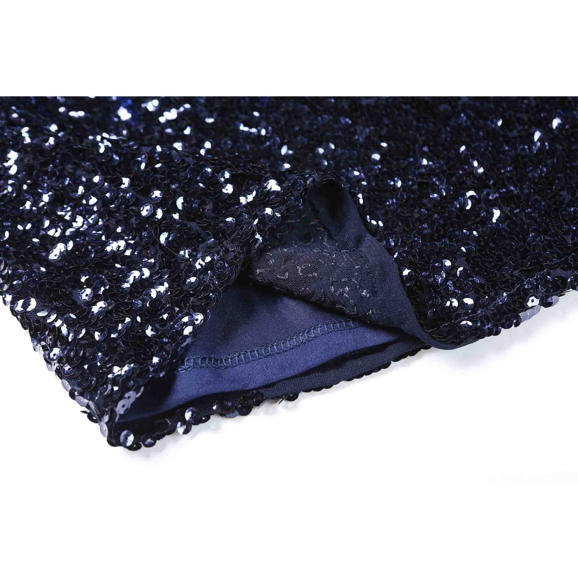 MANER Women's Sequin Glitter Short Sleeve Bodycon Dress - Sexy V Neck Mini Party Club Dress in Sky Blue/Royal Blue/Navy Blue, XX-Large | Perfect for Night Out, Cocktail Party, Date Night & Special Occasions