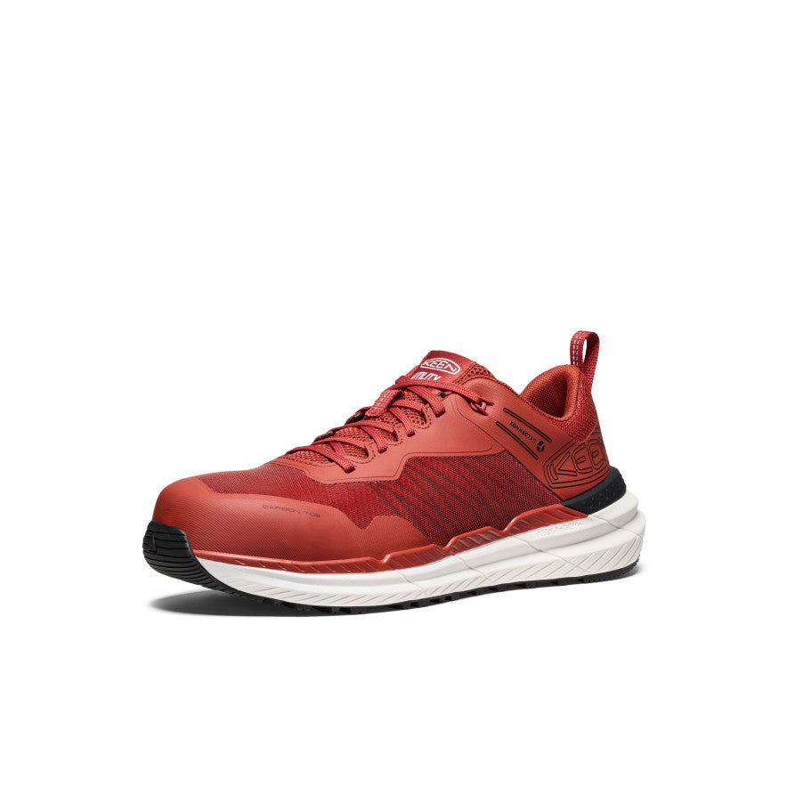 Men's Speedworks Carbon Toe Work Sneakers - Red Ochre/Black - Slip Resistant Safety Shoes for Construction & Warehouse Workers