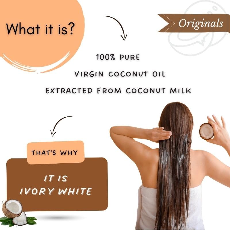 **Mystiq Living Virgin Coconut Oil (From Coconut Milk) - 200ml | Cold Pressed, 100% Pure & Natural | For Hair Care, Skin Moisturizing & Baby Massage | Perfect for Cooking, DIY Beauty & Aromatherapy**