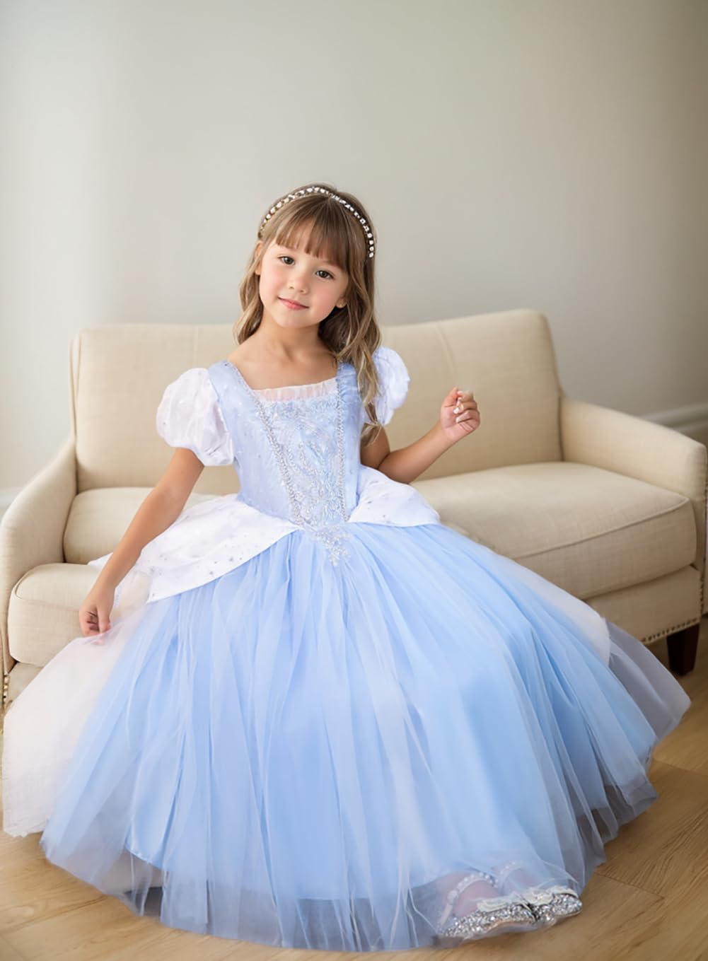 Blue Cinderella Princess Costume for Girls - Elegant Halloween Party Dress, Fairy Tale Birthday Outfit & Dress-Up Play