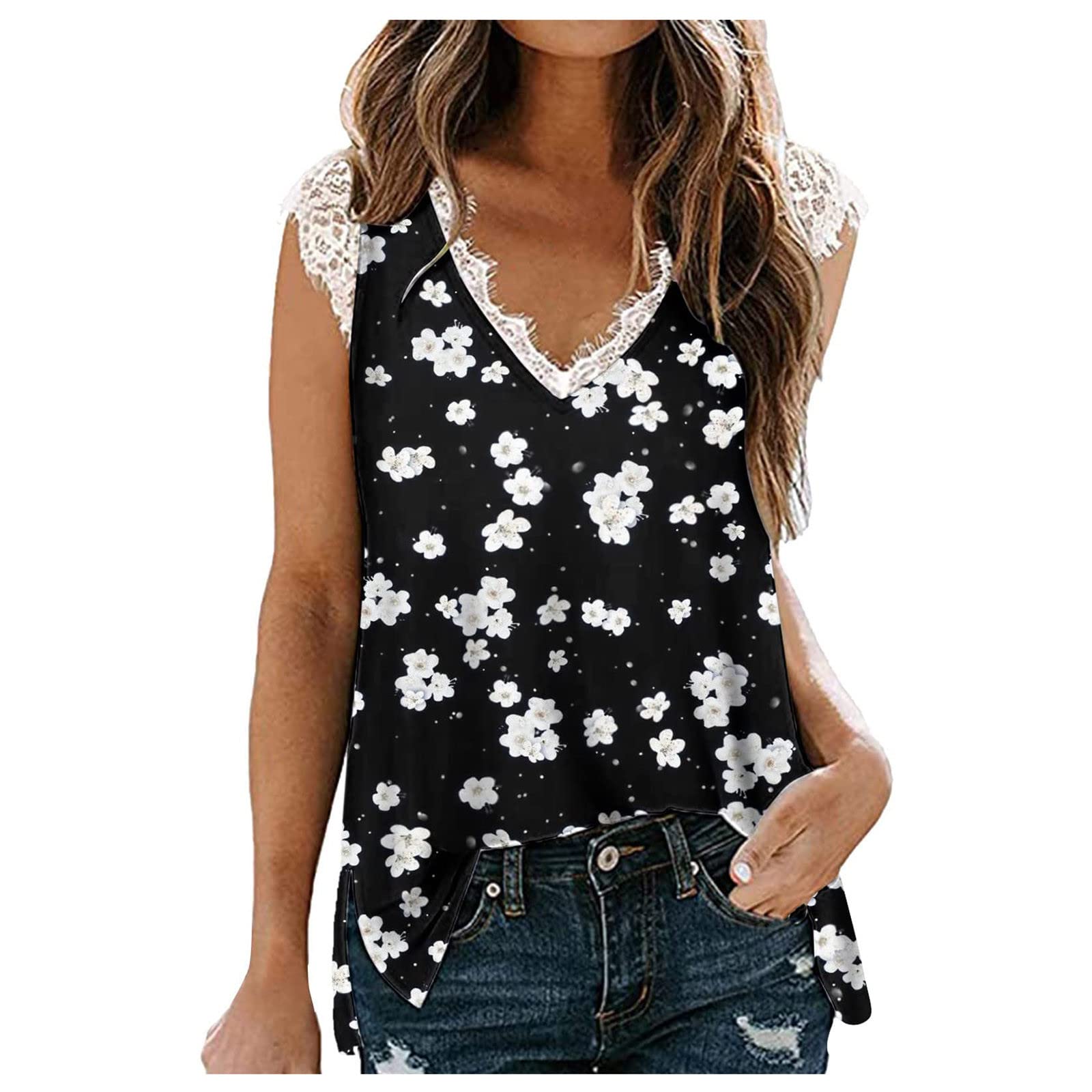 Women's Slim Fit Pink Sleeveless Lace Tank Top - Casual Printed Basic Vest Blouse for Summer, Gym, Beach & Everyday Wear
