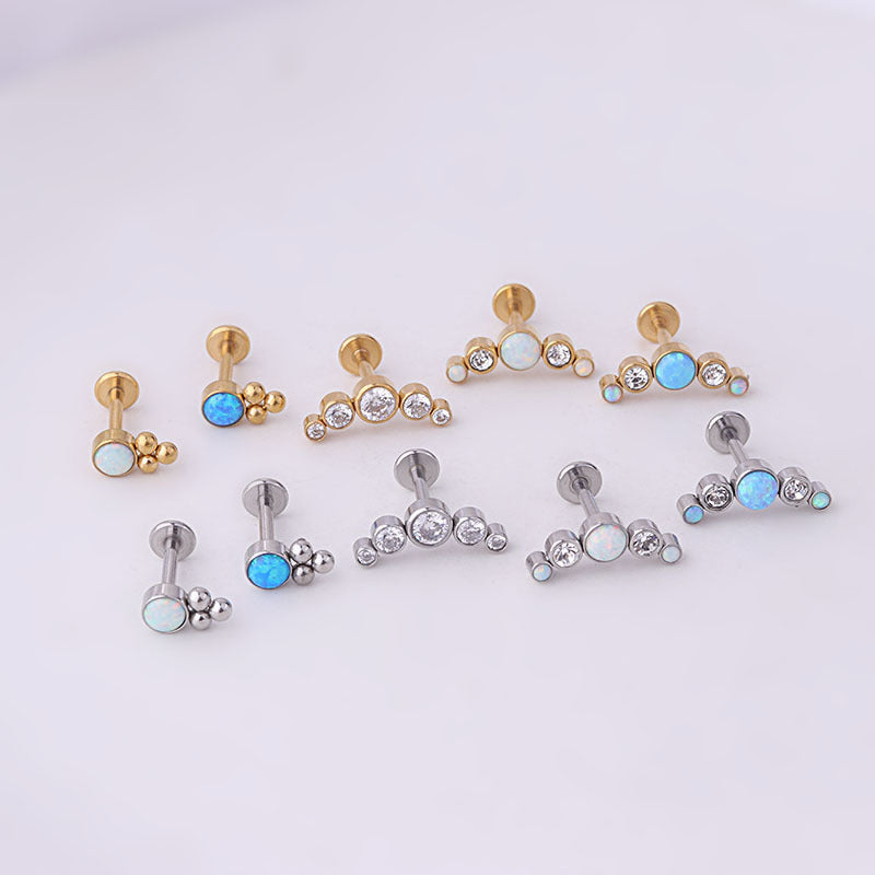 16G Cartilage Opal Labret Stud Earrings - Tiny Opal Stud Earrings for Helix, Tragus, or Nose Piercing | Perfect for Everyday Wear & Special Occasions | HSPJ684