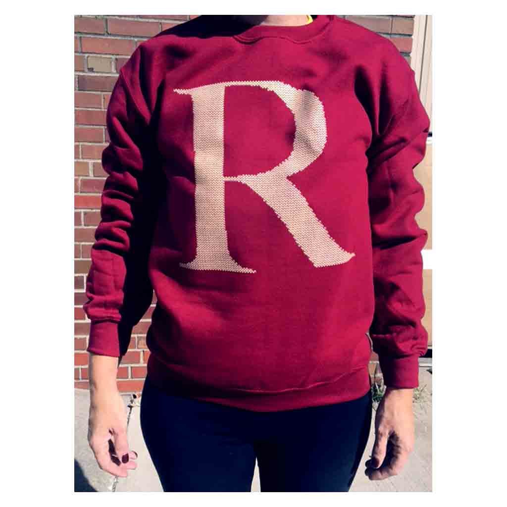 VictoryStore Men's R Logo Crewneck Sweatshirt - Soft Cotton Pullover Hoodie in Cardinal Red | Casual Streetwear for Everyday Wear & Gym Outfits