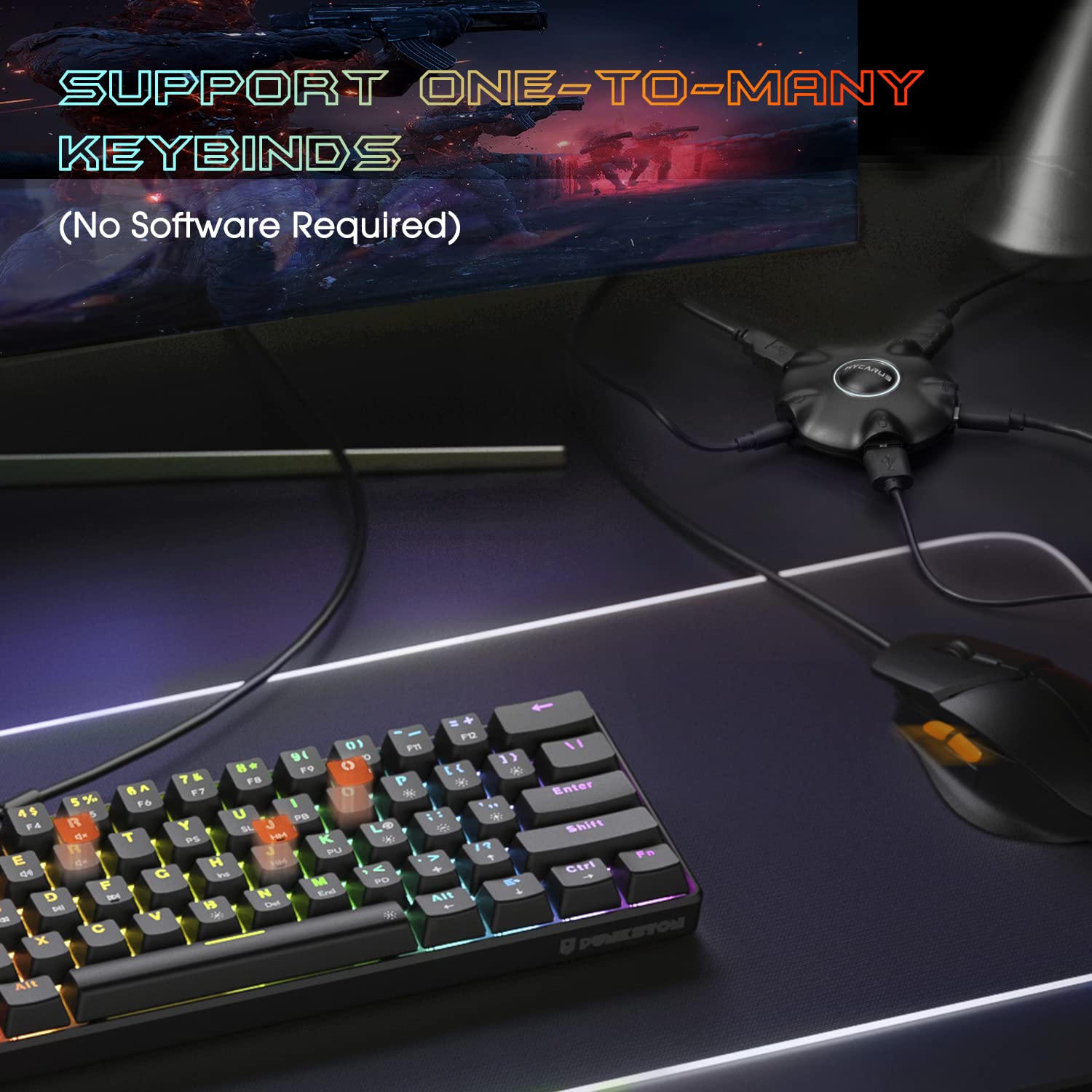 USB Type A Keyboard and Mouse Adapter for Nintendo Switch, Xbox One, PS4 & PS3 - One-to-Many Key Mapping, Low-Latency Gaming, Compatible with Full Game Versions - Perfect for FPS, RPG & Strategy Games on Console