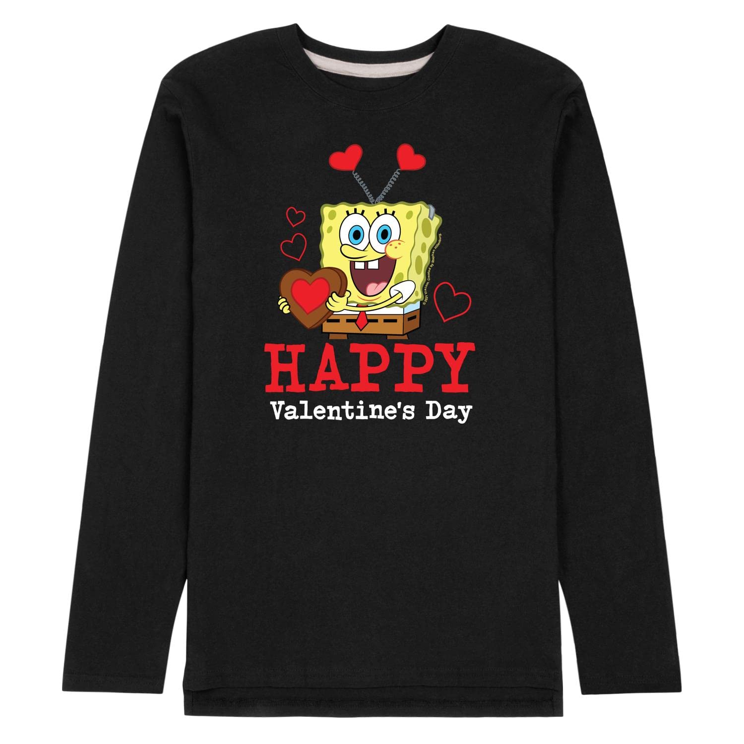 SpongeBob SquarePants Valentine's Day Long Sleeve Jersey T-Shirt for Men - Soft Cotton Blend Comfort Fit - Perfect for Valentine's Gifts, Couple Outfits & Themed Parties