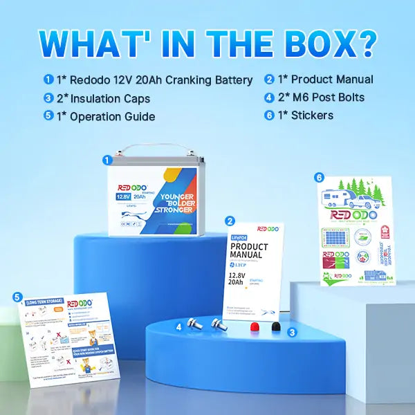 Redodo 12V 20Ah LiFePO4 Deep Cycle Marine Battery with 800CCA - Perfect for Boats, RVs, Solar Systems & Off-Grid Power Storage