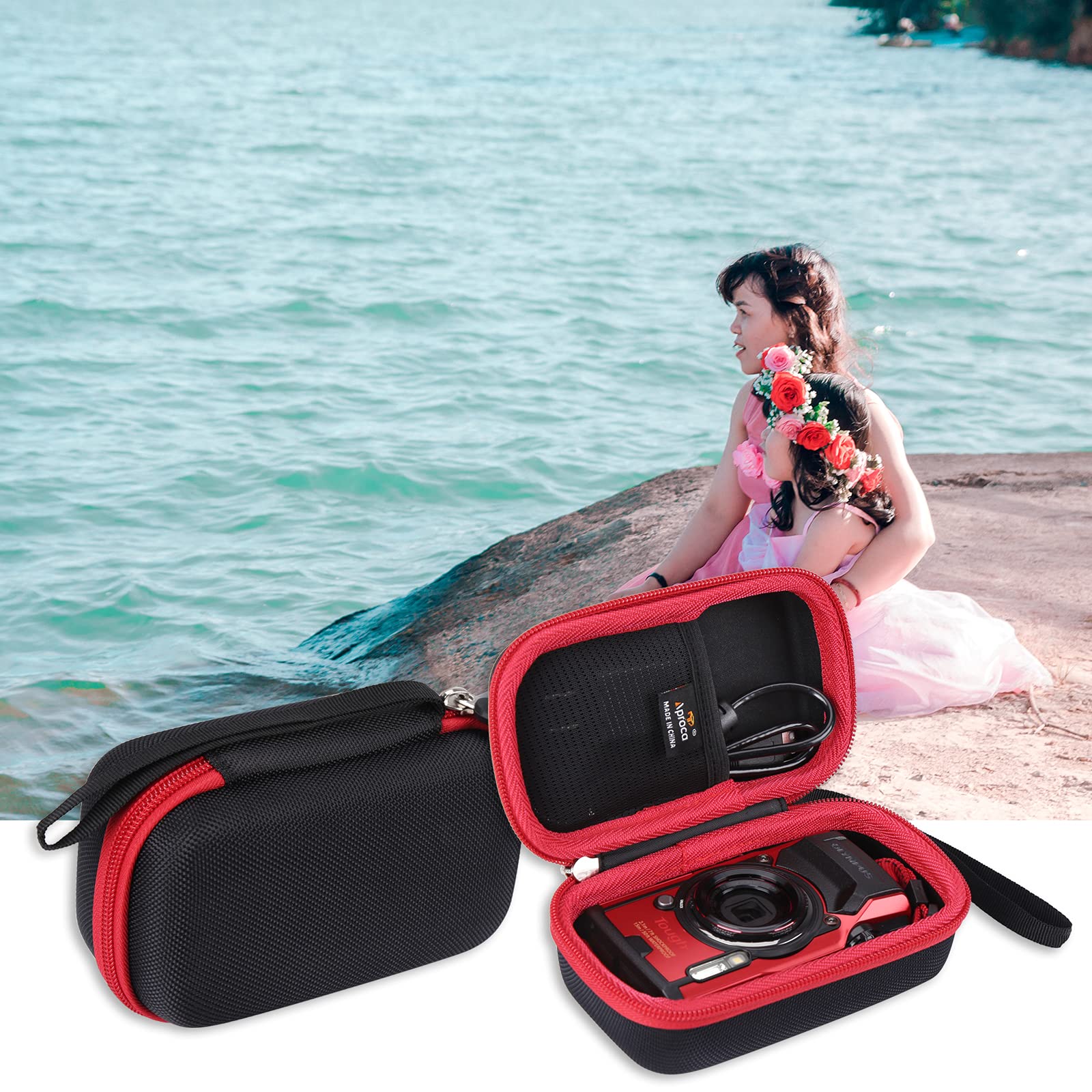 Aproca Waterproof Hard Storage Case for OM System Tough TG-7 & TG-6 Digital Cameras - Durable Protective Travel Case for Outdoor Adventures, Beach Trips & Hiking