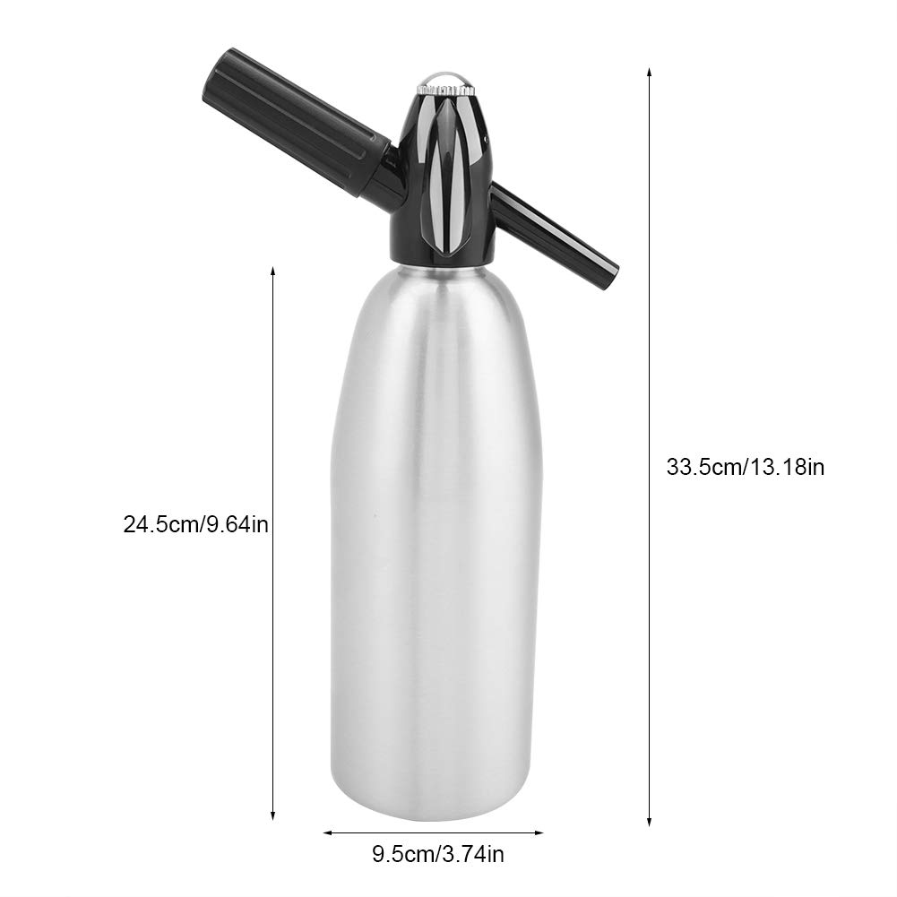 1L Stainless Steel Soda Siphon with Pressure Regulator - Portable Sparkling Water Maker for Cocktails, Juice & Carbonated Drinks | Home Bar, Party & Kitchen Use (Silver)