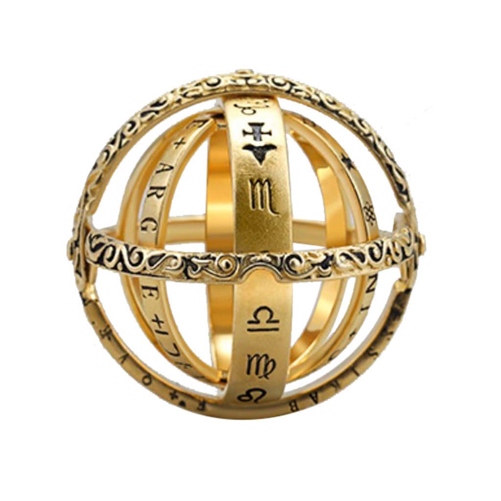 Vintage Silver Spoon Jewelry - Open Punk Rings with Astronomical Design, Adjustable Science-Themed Rings for Men & Women (Gold, Size 6) | Perfect for Gothic Fashion, Punk Outfits & Unique Gift Giving