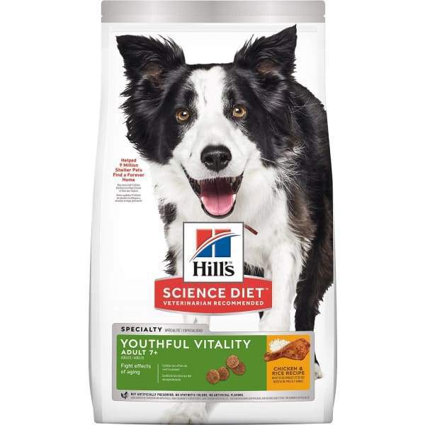 Science Diet Youthful Vitality Adult 7+ Chicken & Rice Recipe Dry Dog Food - Free Bag + 20% Off (2 Sizes) | Premium Nutrition for Senior Dogs to Support Energy & Vitality - Perfect for Active Mature Dogs Over 7 Years Old